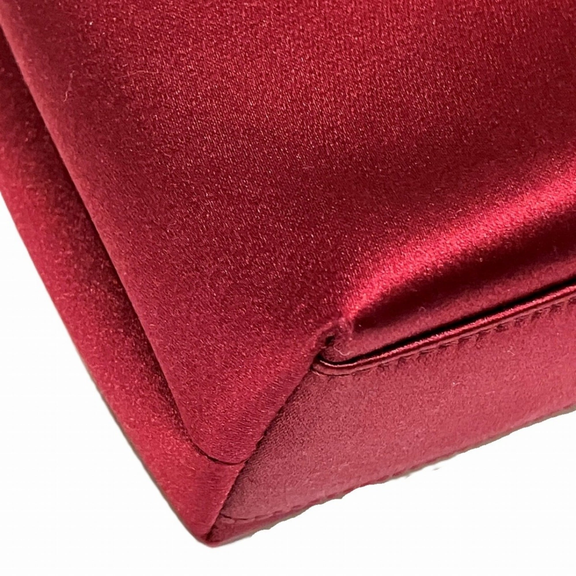 Chanel Bordeaux Satin Rhinestone Shoulder Bag (Pre-Owned)