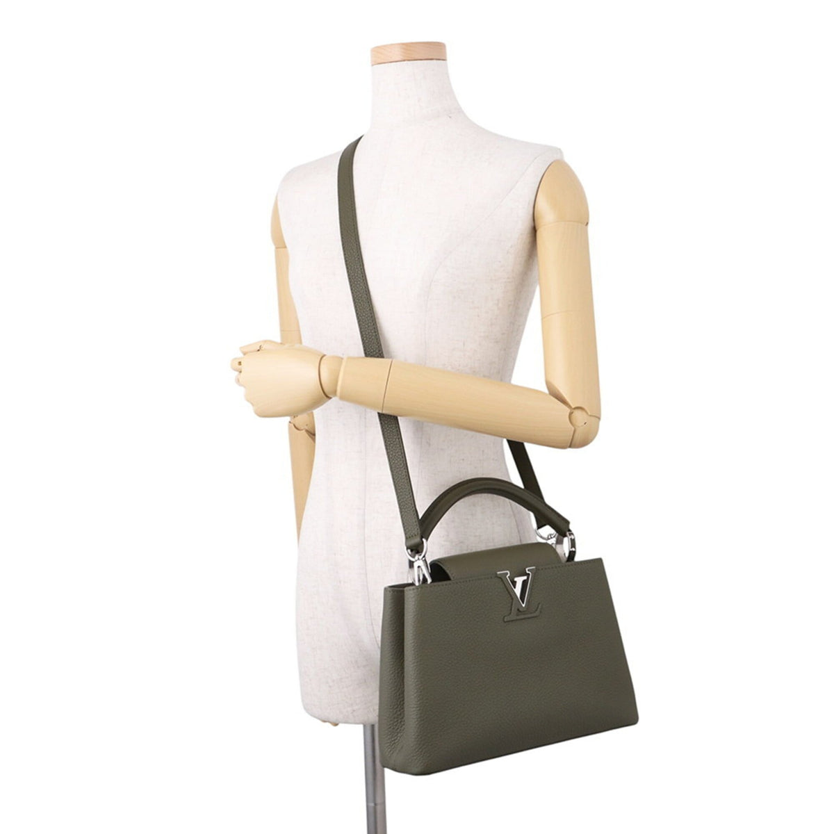 Louis Vuitton Green Khaki Leather Handbag Shoulder Bag (Pre-Owned)