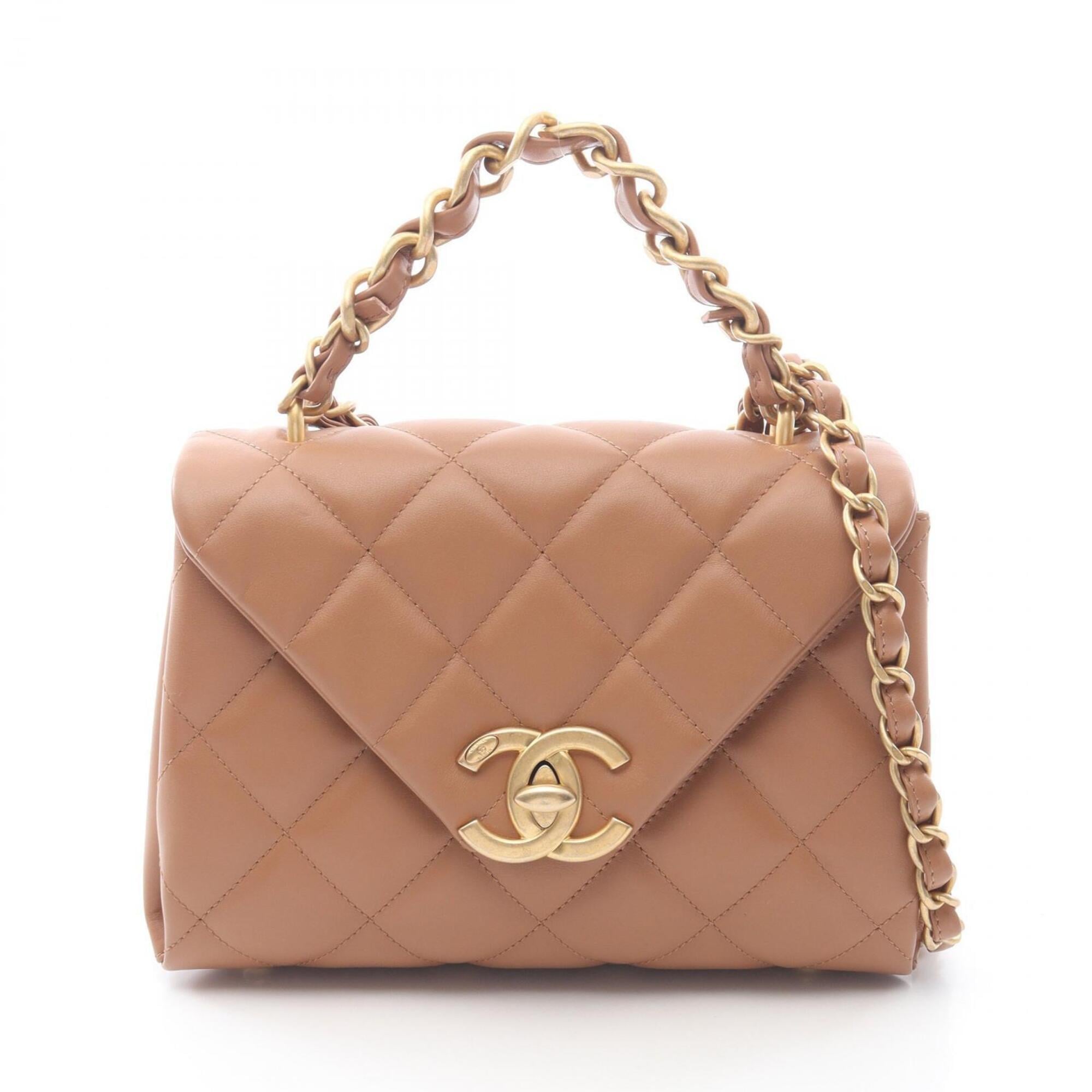 Chanel Brown Leather Handbag Shoulder Bag (Pre-Owned)