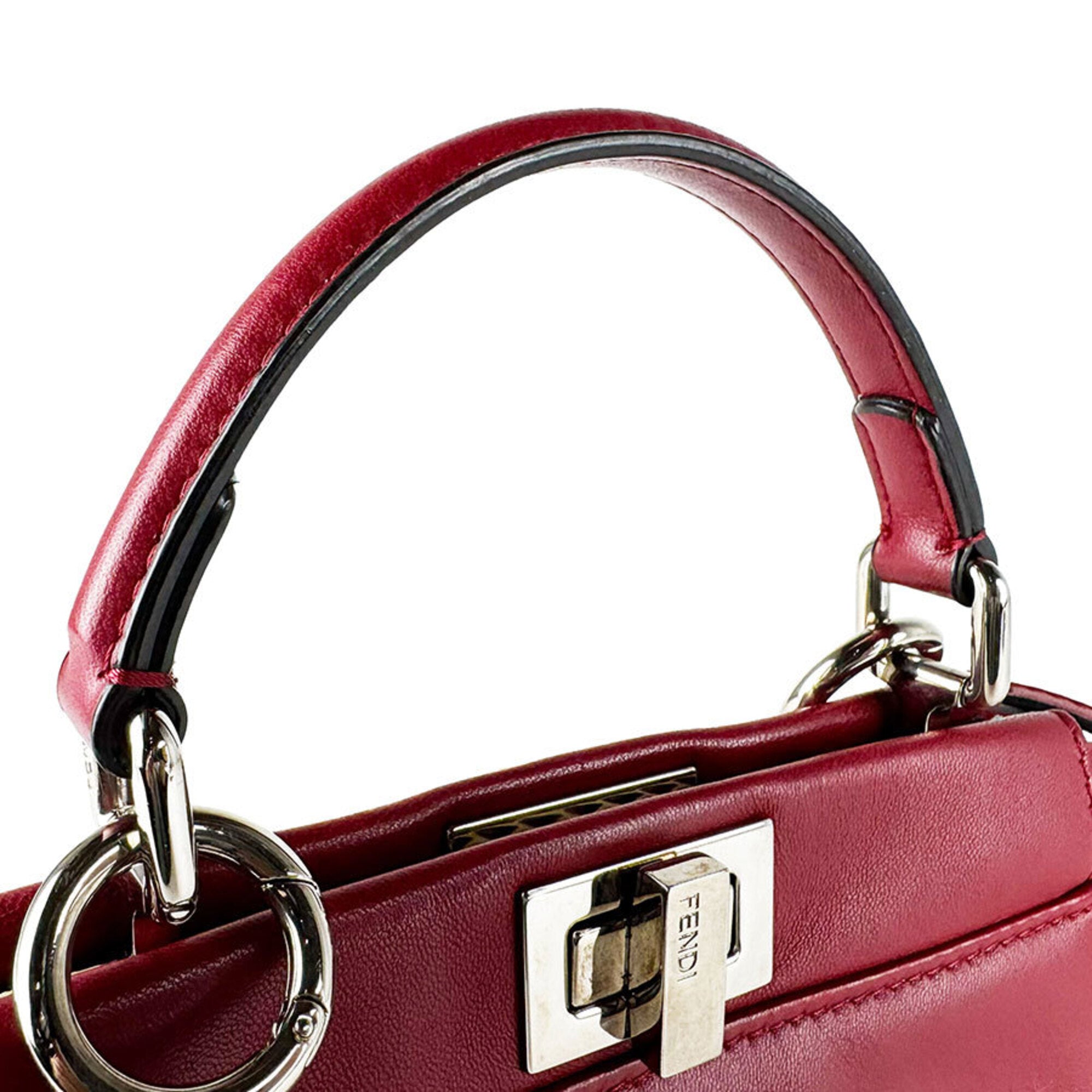 Fendi Red Color Leather Handbag Shoulder Bag (Pre-Owned)