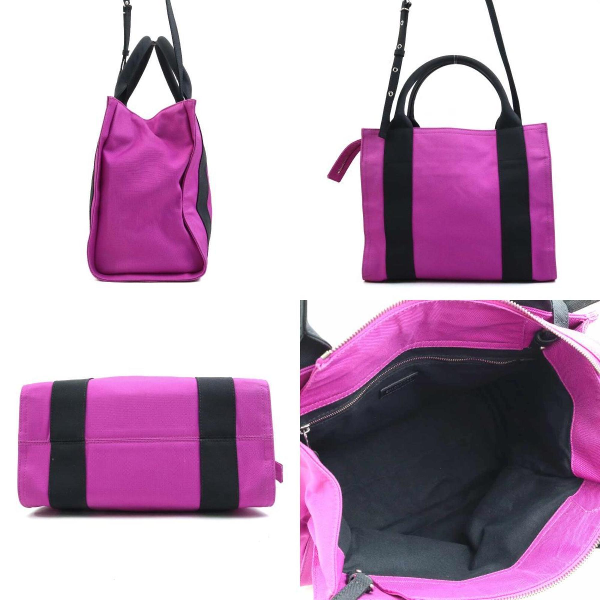 Balenciaga Black Purple Canvas Handbag Shoulder Bag (Pre-Owned)