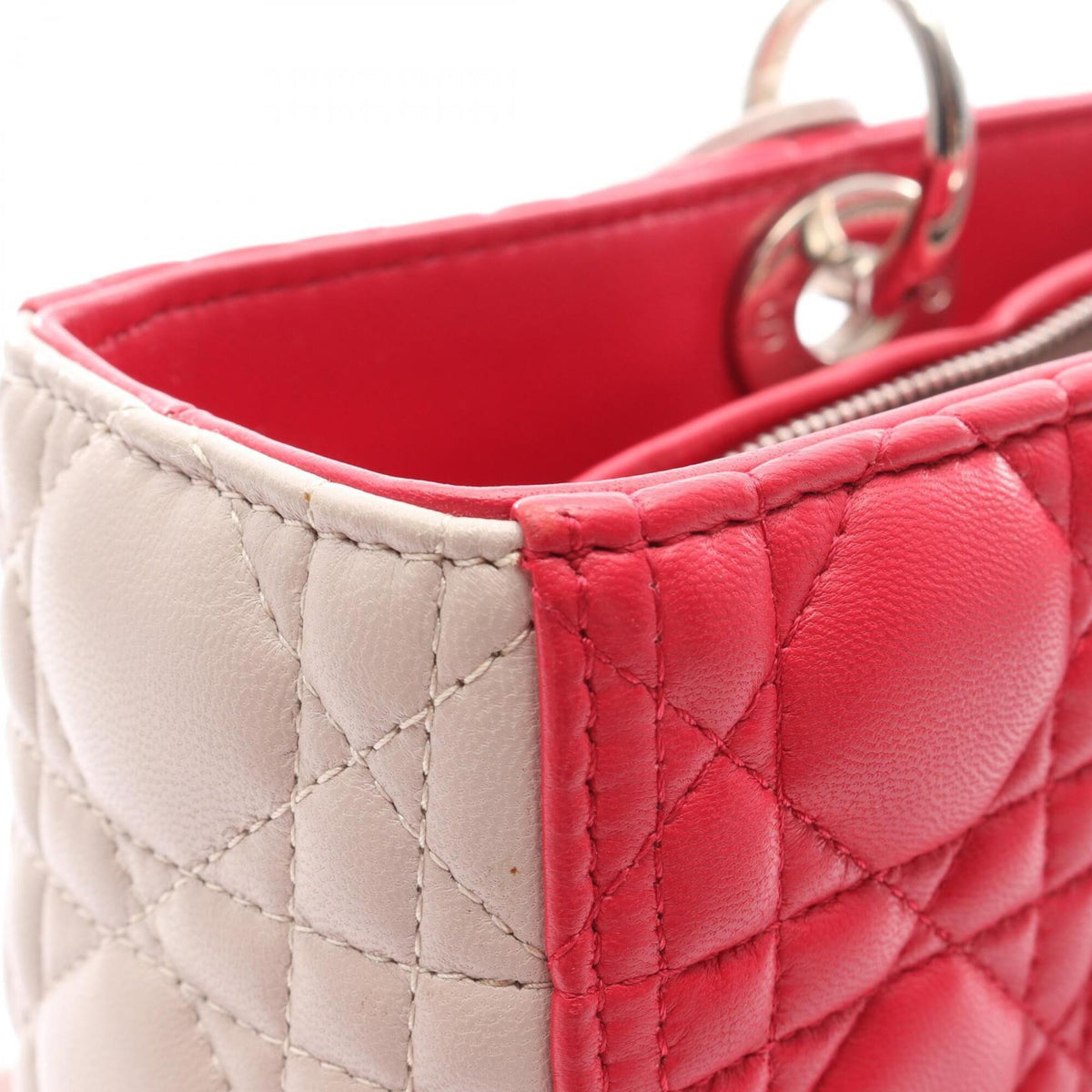Christian Dior Gray Pink Leather Handbag (Pre-Owned)