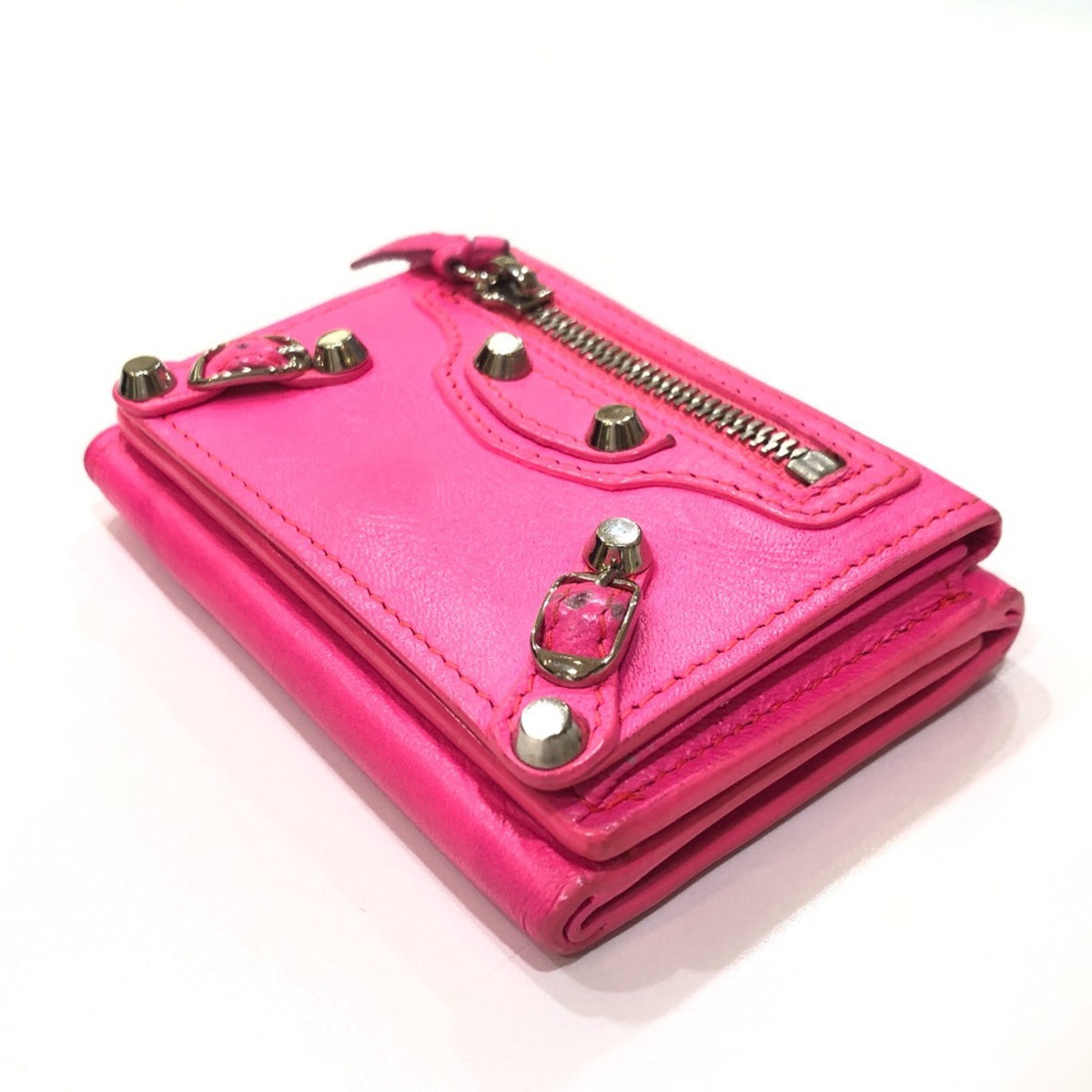 Balenciaga Pink Leather Wallet (Tri-Fold) (Pre-Owned)