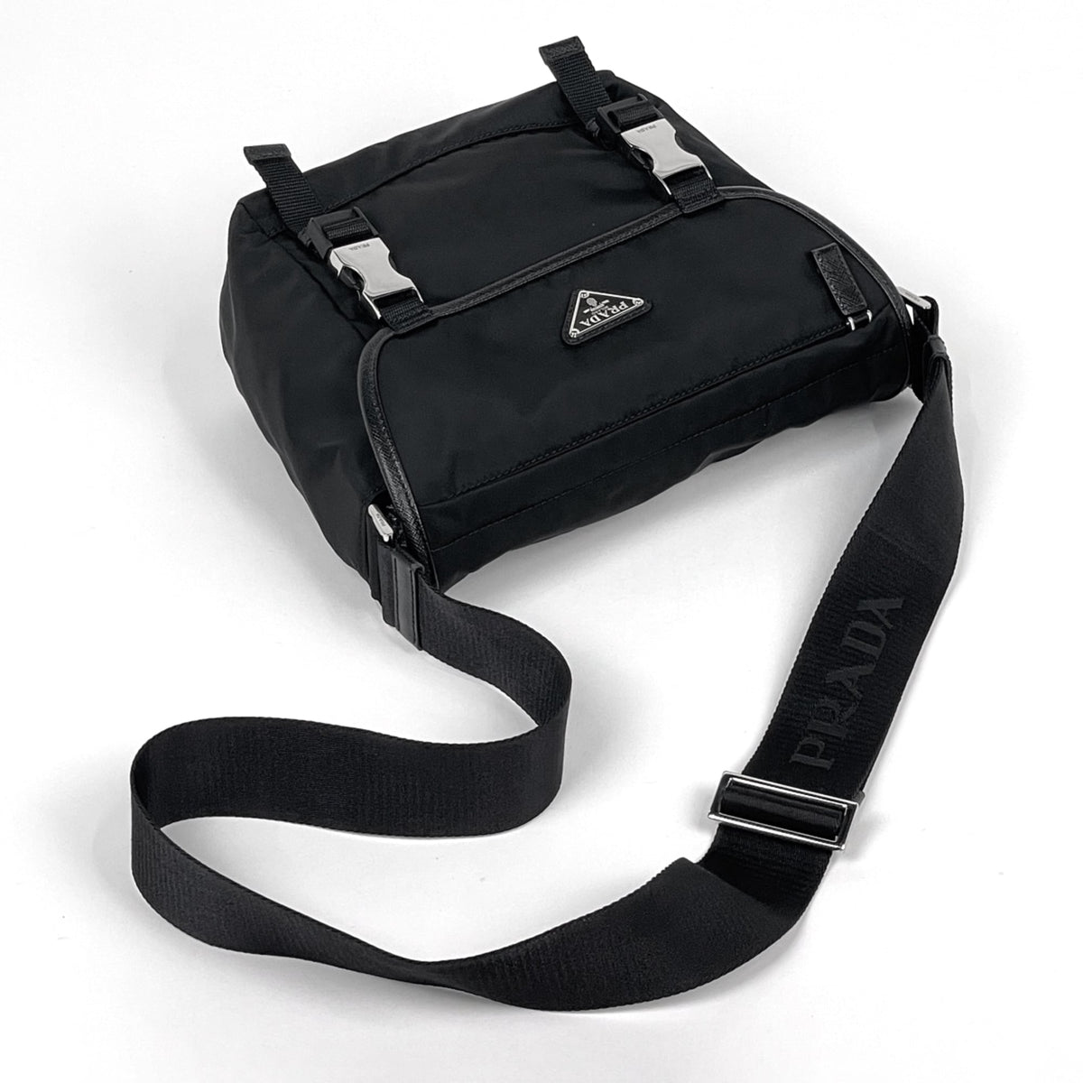 Prada Black Nylon Leather Shoulder Bag (Pre-Owned)