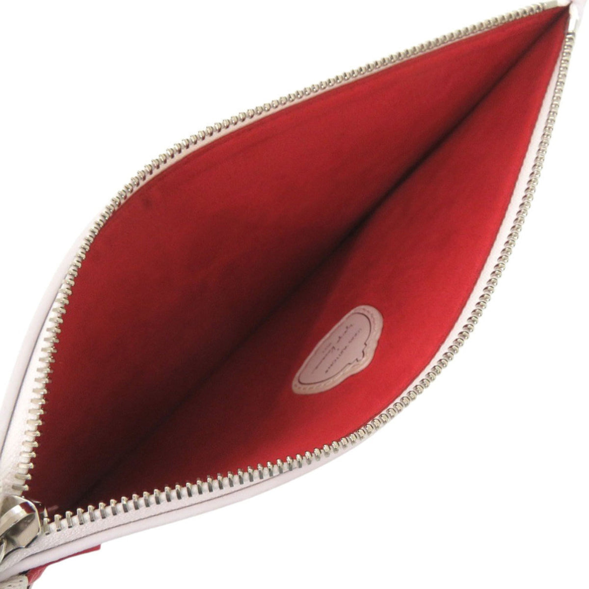 Louis Vuitton Red Color White Leather Pouch (Pre-Owned)