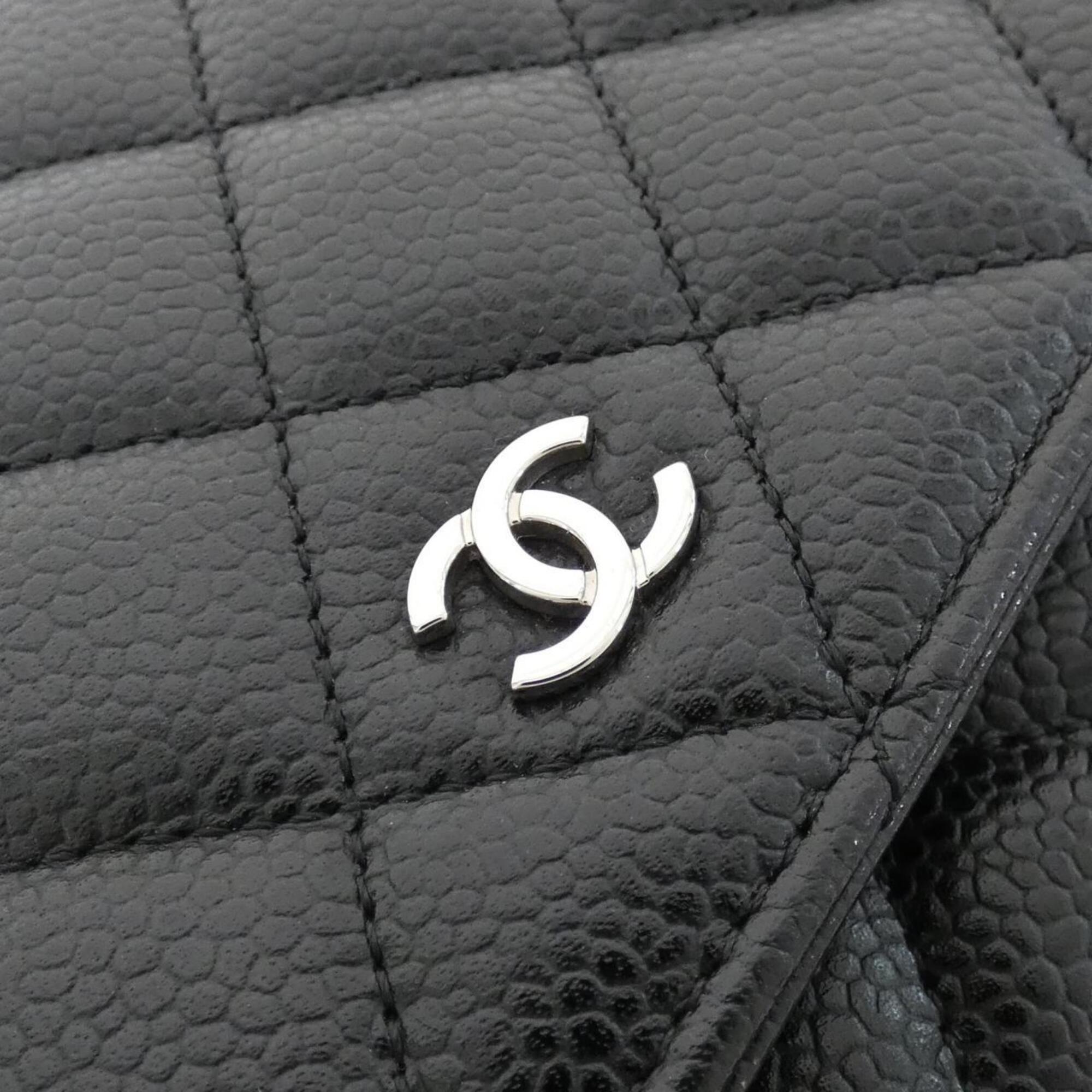 Chanel Black Grained Calfskin Chain/Shoulder Wallet (Pre-Owned)
