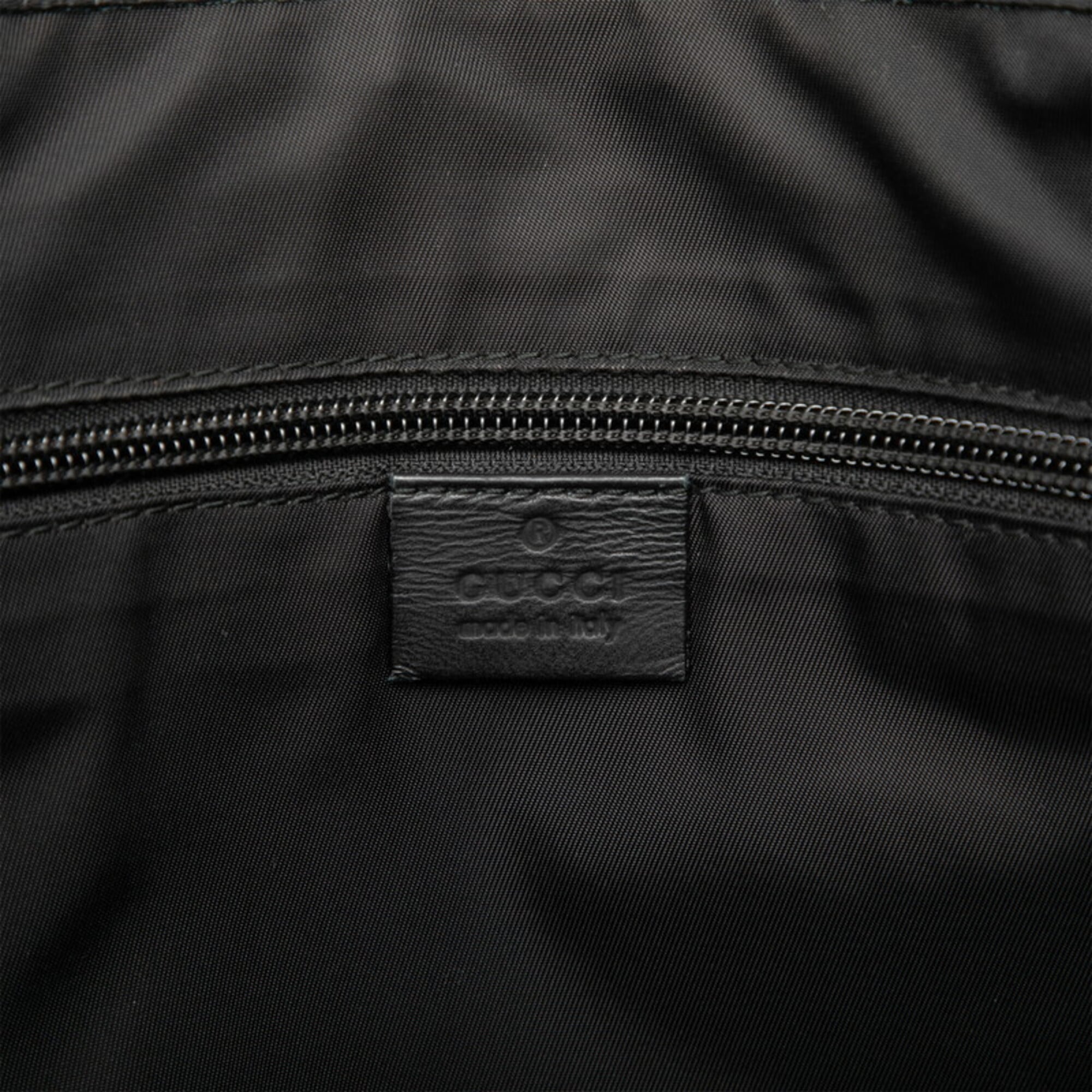 Gucci Black Leather Messenger Bag Shoulder Bag (Pre-Owned)