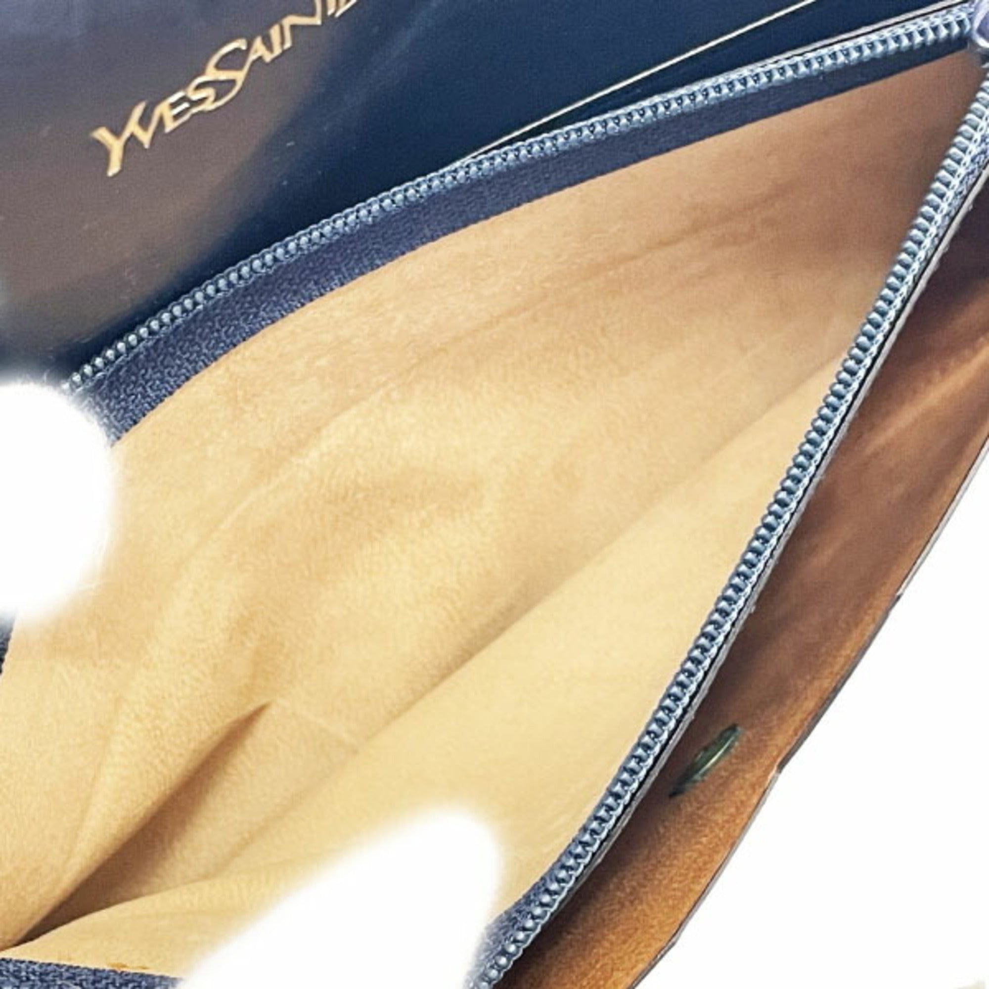 Yves Saint Laurent Navy Leather Long Wallet (Bi-Fold) (Pre-Owned)