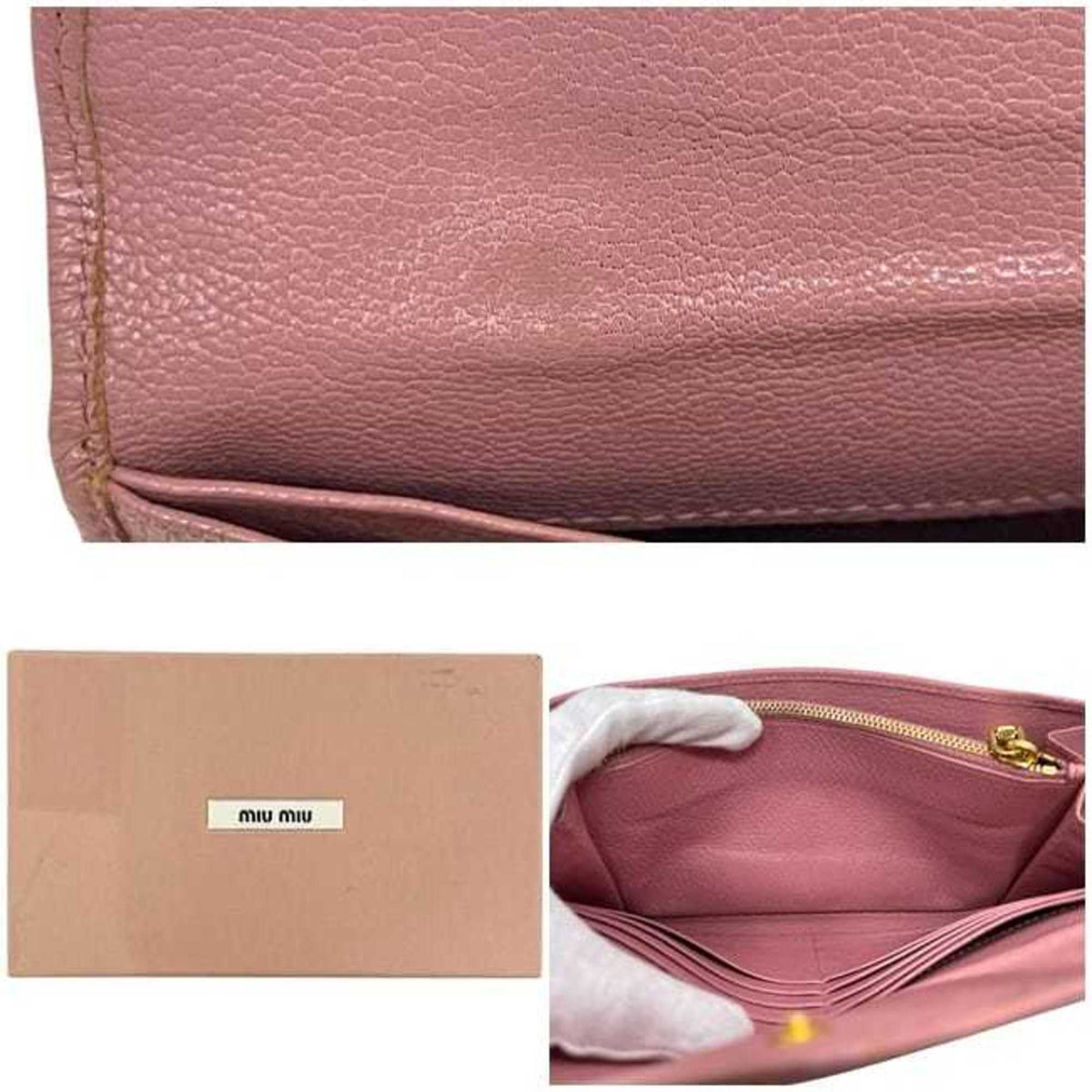 Miu Miu Pink Leather Long Wallet (Bi-Fold) (Pre-Owned)