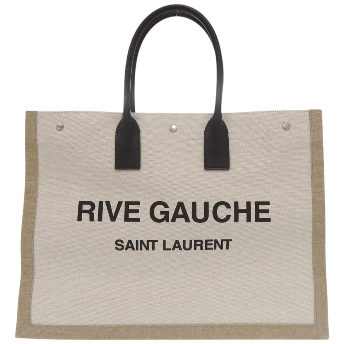 Yves Saint Laurent Black Canvas Leather Tote Bag (Pre-Owned)