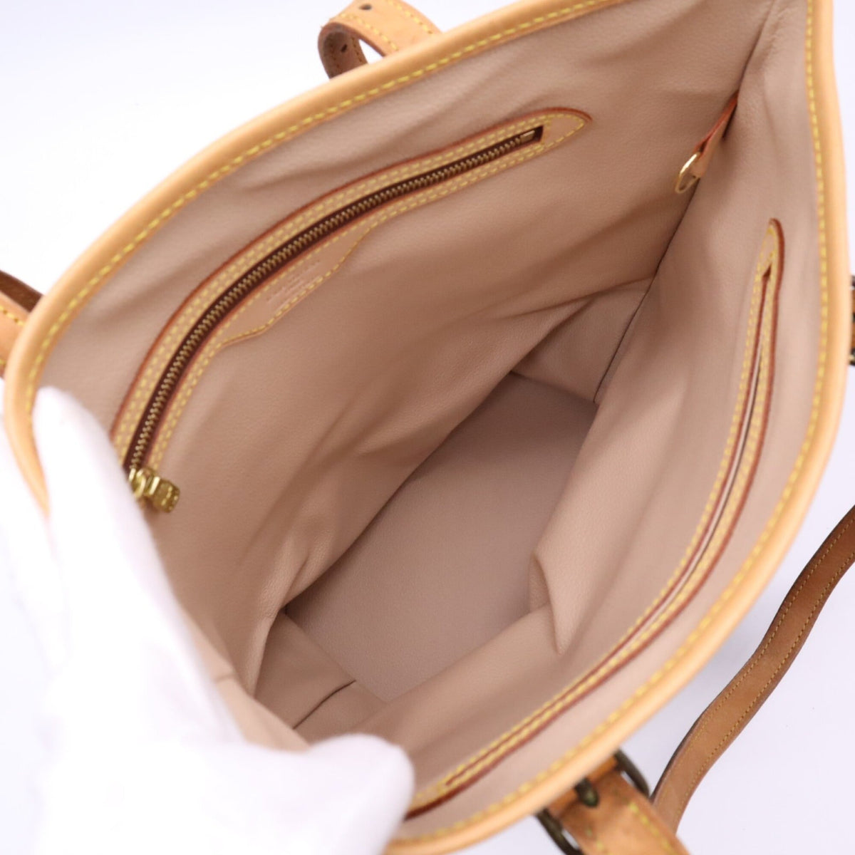 Louis Vuitton Monogram Beige Brown Coated Canvas Leather Handbag (Pre-Owned)