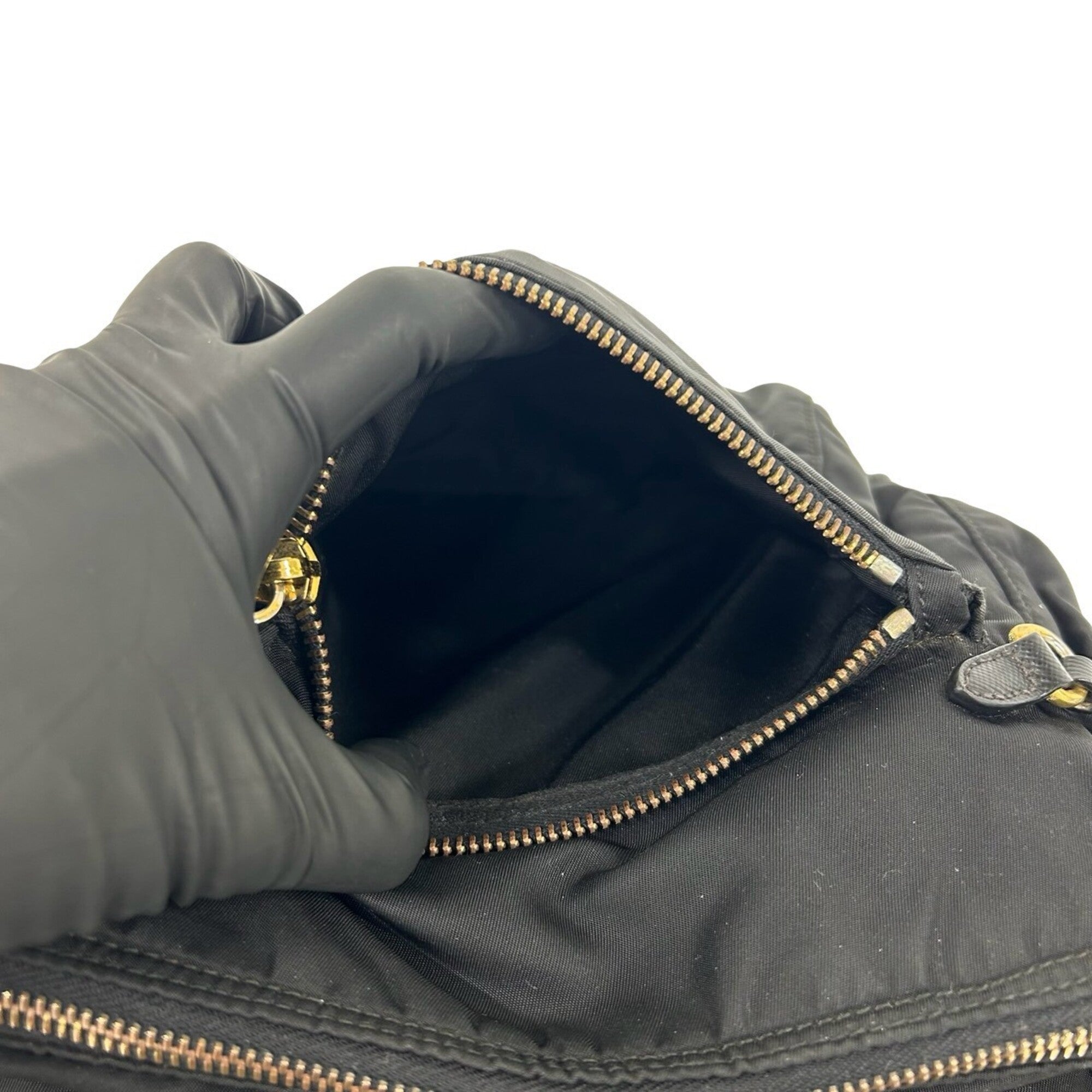 Prada Black Nylon Leather Pochette Shoulder Bag (Pre-Owned)