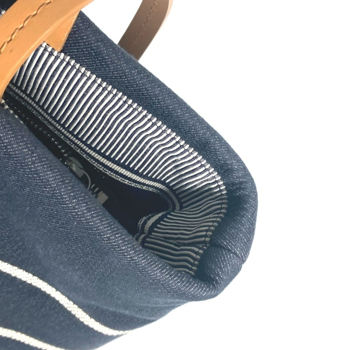 Chanel Blue White Denim Leather Handbag Shoulder Bag Tote Bag (Pre-Owned)