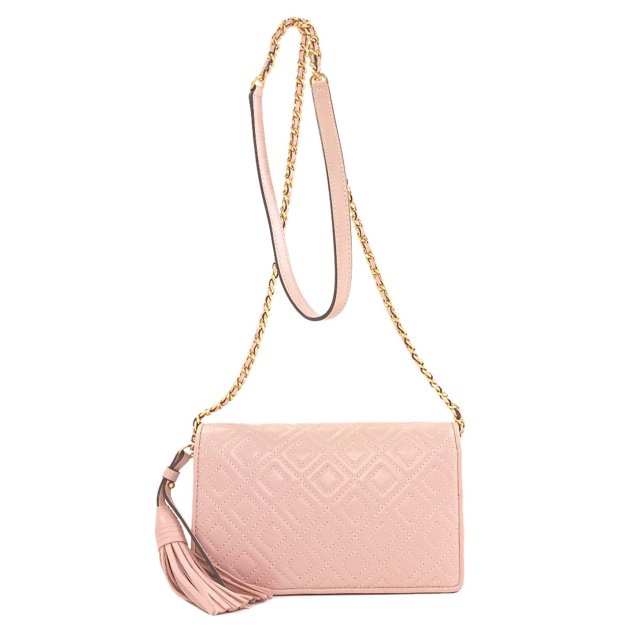 Tory Burch Pink Leather Chain/Shoulder Wallet (Pre-Owned)