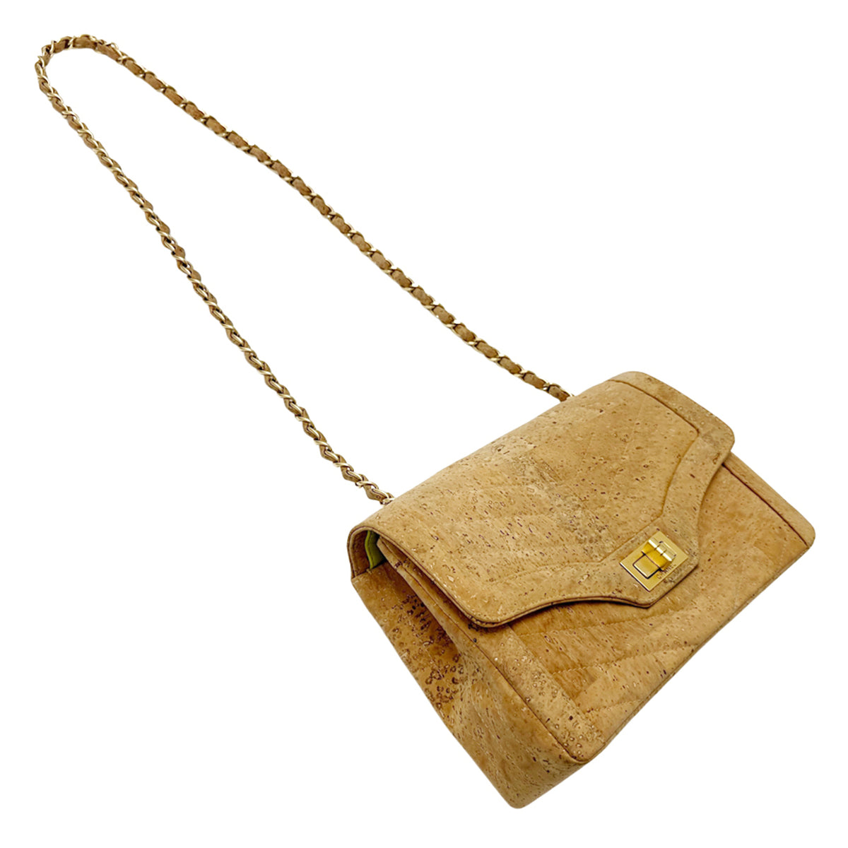 Chanel Beige Gold Leather Handbag Shoulder Bag (Pre-Owned)