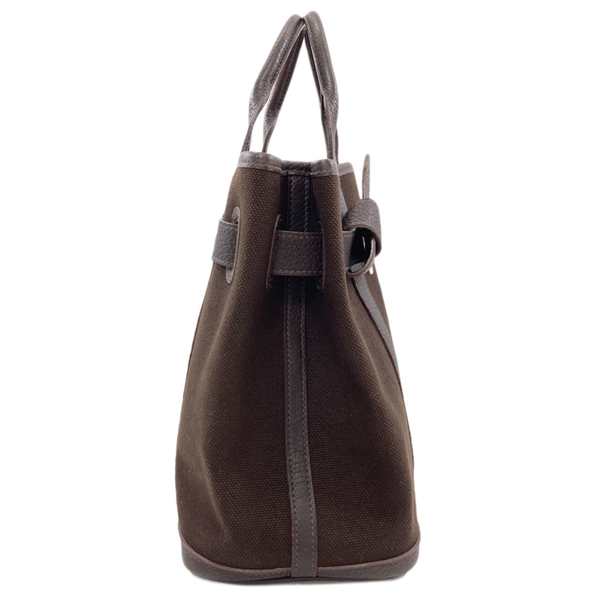 Hermes Dark Brown Toile H Handbag (Pre-Owned)