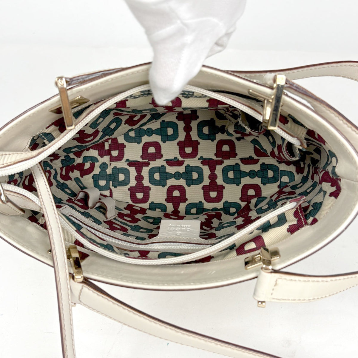 Gucci White Leather Tote Bag (Pre-Owned)
