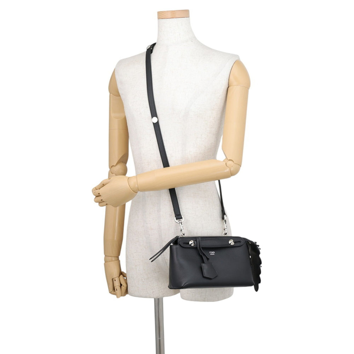 Fendi Black Rhinestone Leather Handbag Shoulder Bag (Pre-Owned)