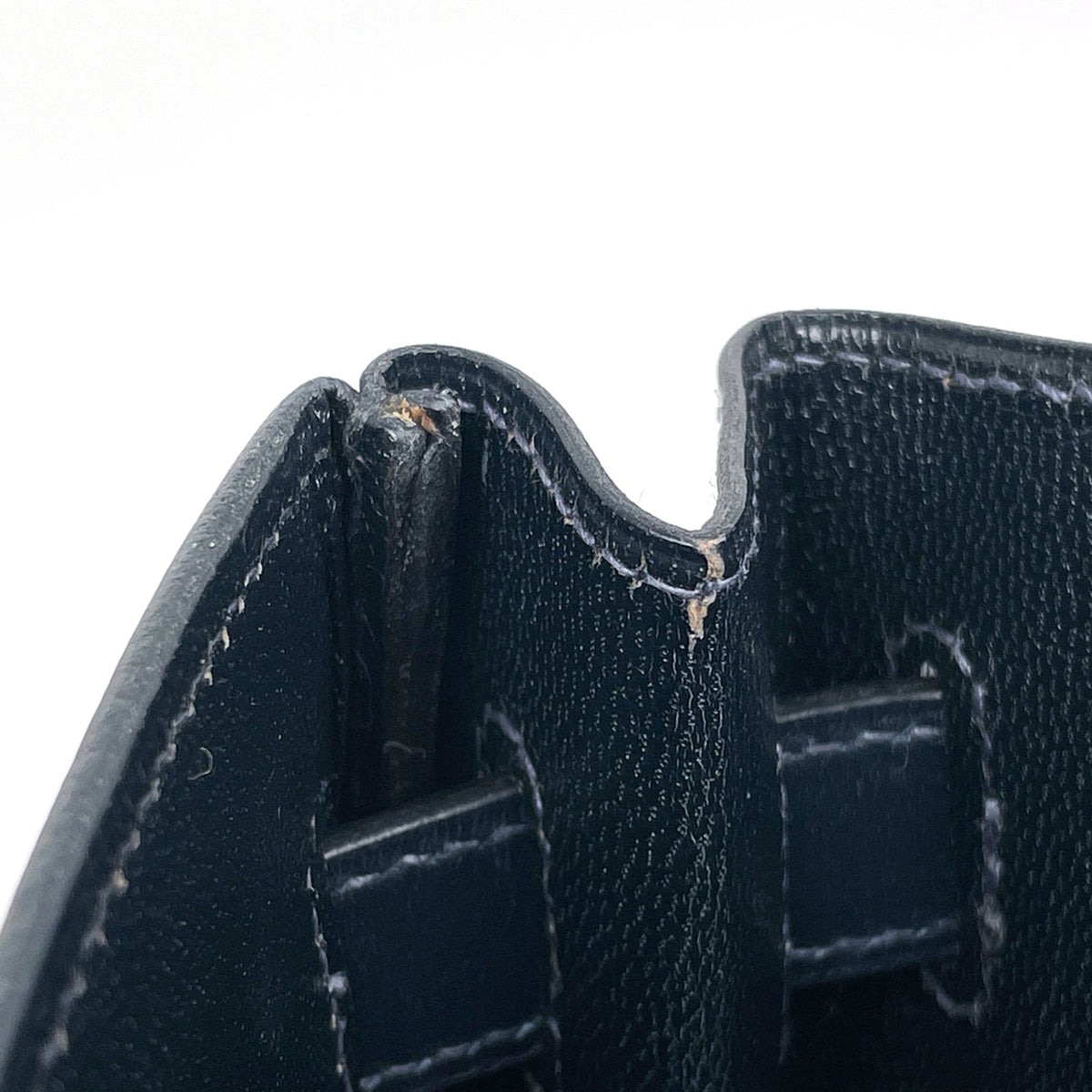 Hermes Navy Box Calf Leather Handbag (Pre-Owned)