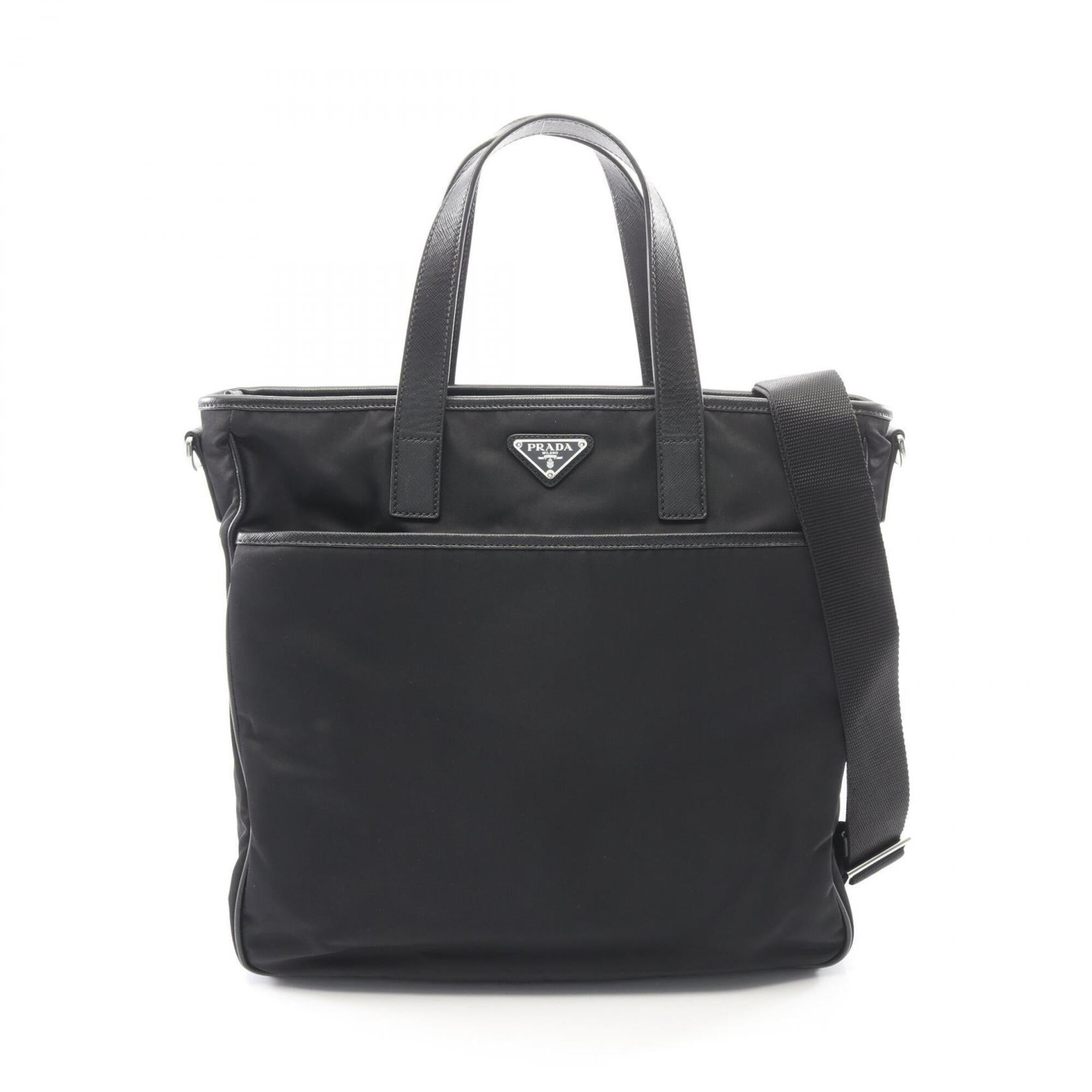 Prada Black Nylon Leather Handbag (Pre-Owned)
