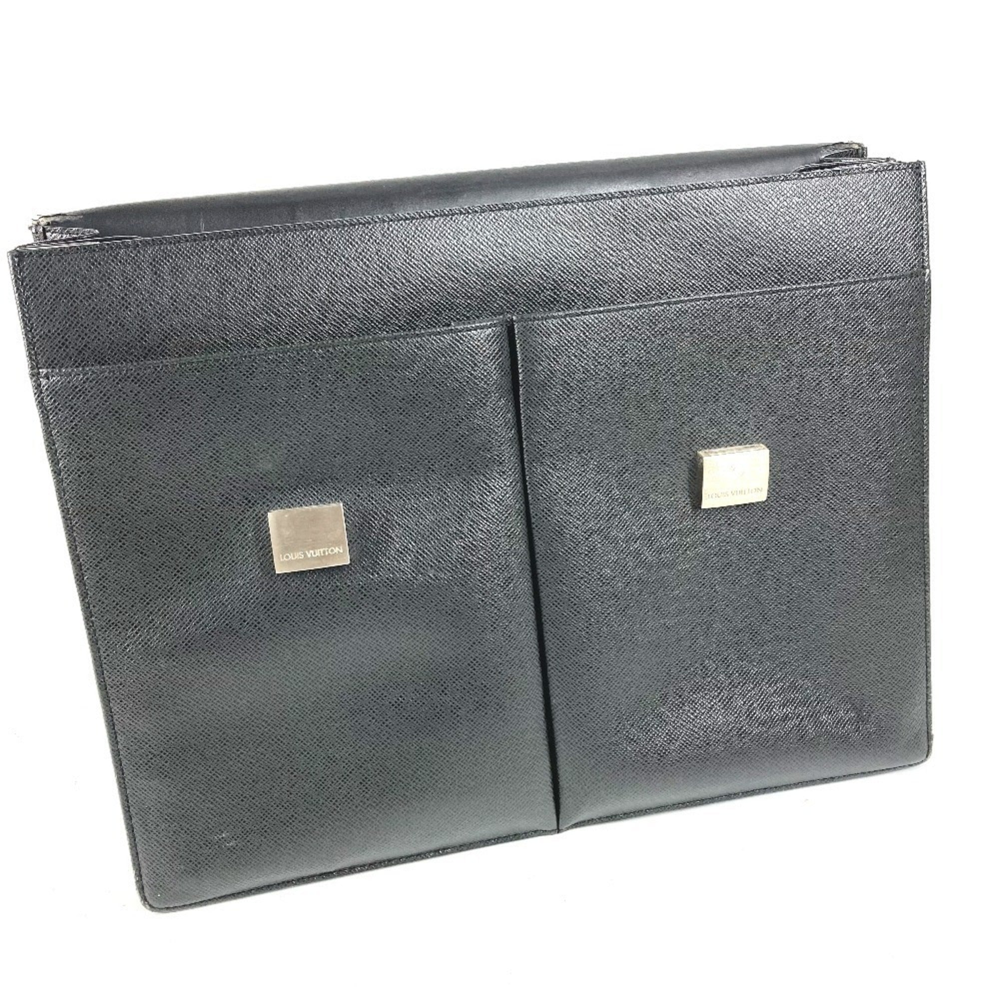 Louis Vuitton Ardoise Black Taiga Leather Briefcase Handbag (Pre-Owned)
