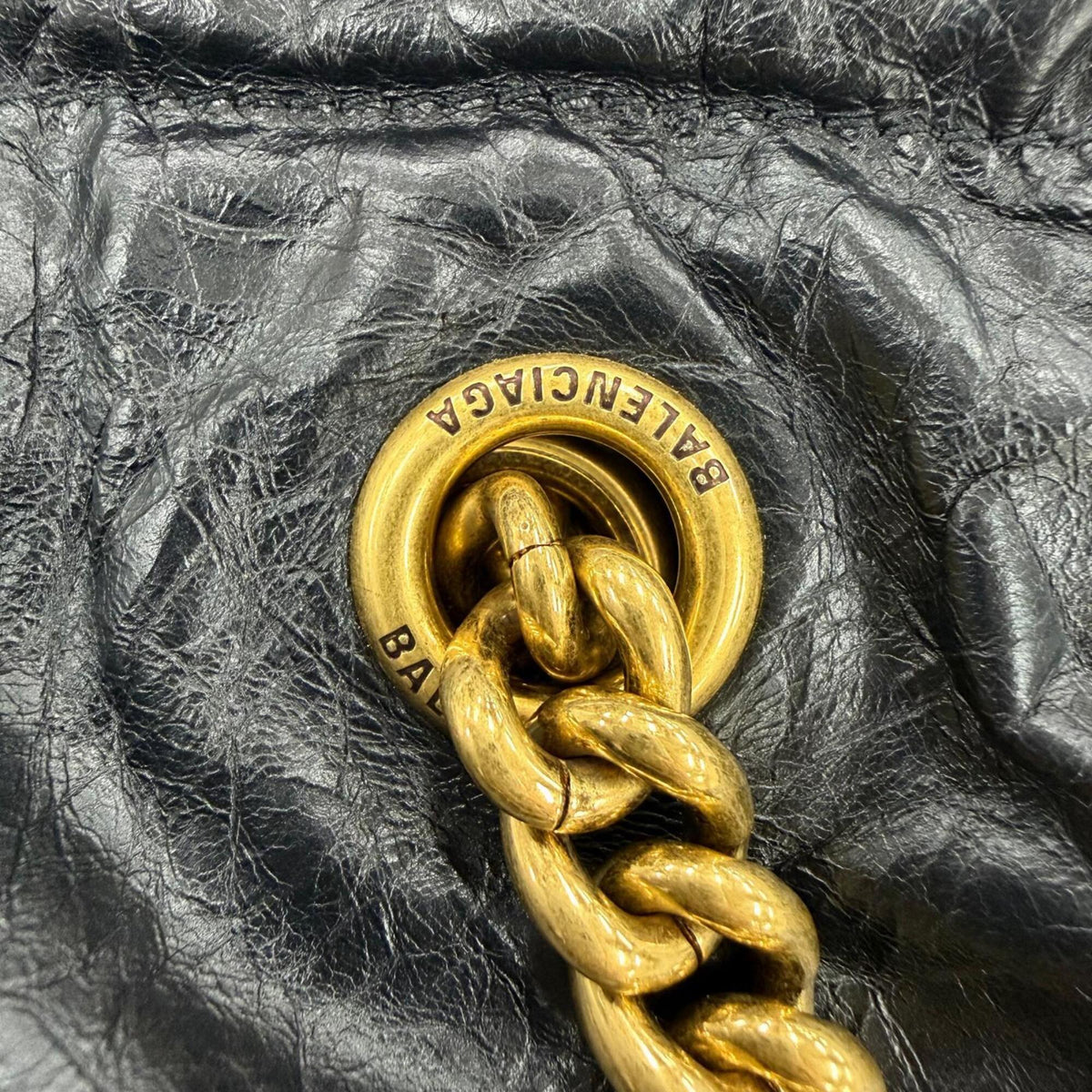 Balenciaga Black Leather Shoulder Bag Tote Bag (Pre-Owned)