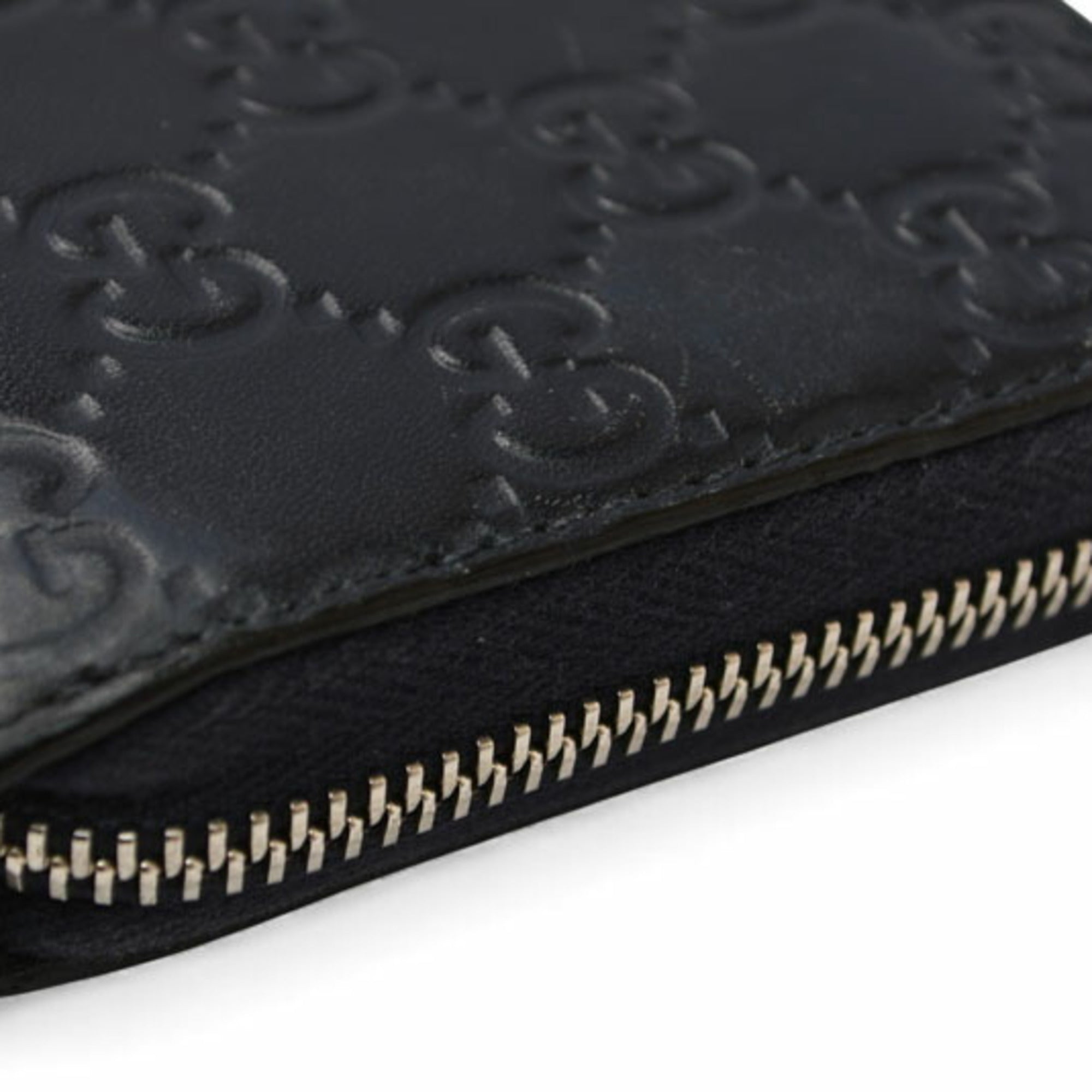 Gucci Dark Navy Red Color Leather Long Wallet (Bi-Fold) (Pre-Owned)
