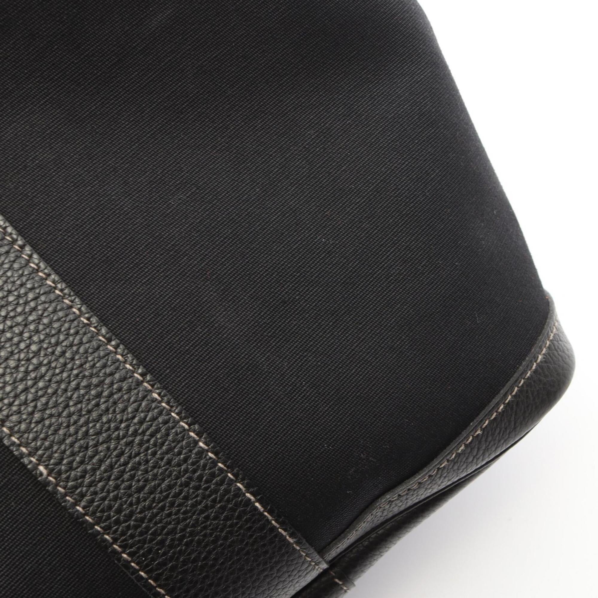 Hermes Black Toile Officier Negonda Leather Handbag Tote Bag (Pre-Owned)