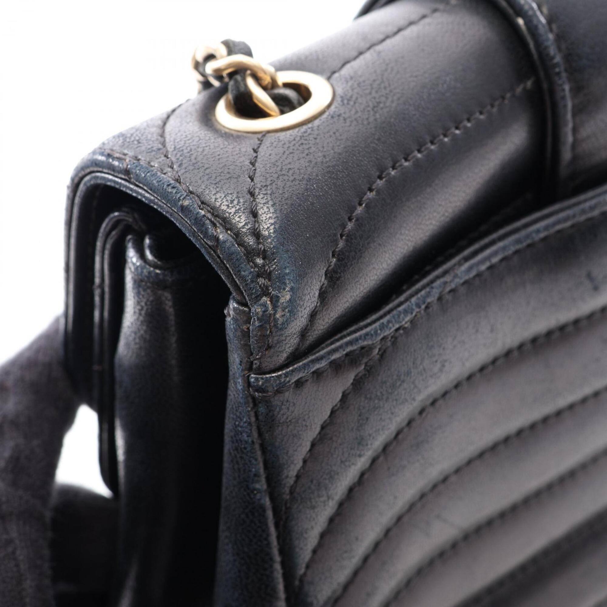 Chanel Black Leather Handbag Shoulder Bag (Pre-Owned)
