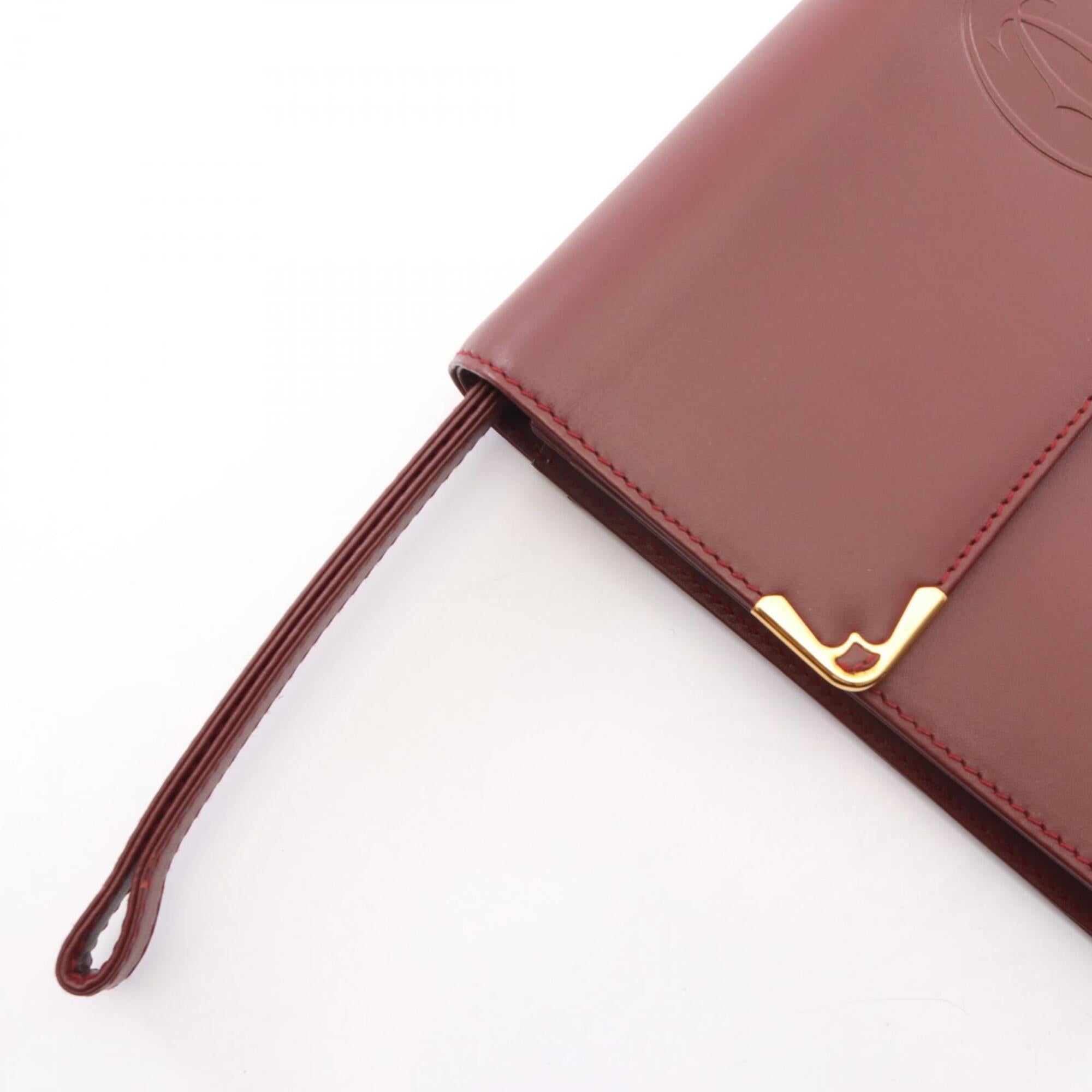Cartier Bordeaux Leather Clutch Bag Handbag (Pre-Owned)