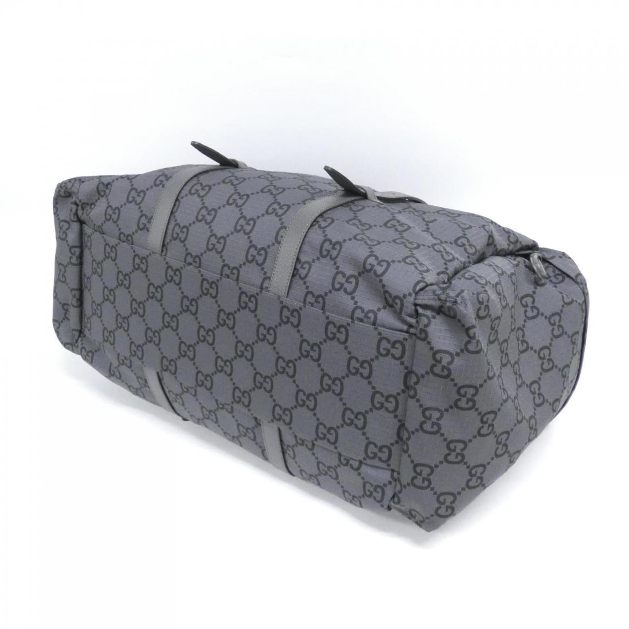Gucci Black Dark Gray Polyester Boston Bag (Pre-Owned)