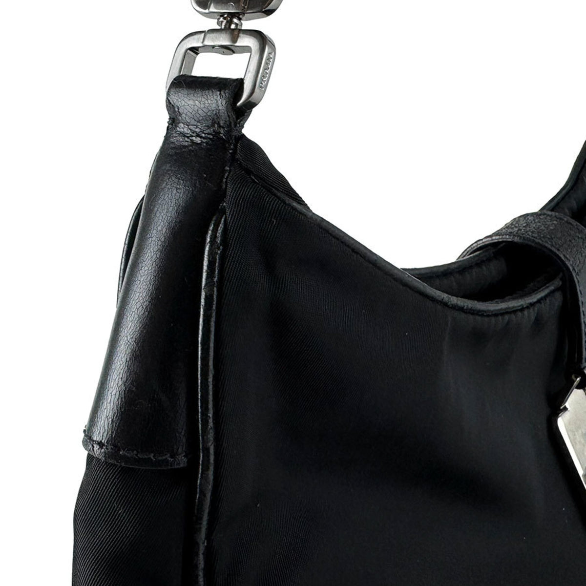 Prada Black Nylon Leather Handbag (Pre-Owned)