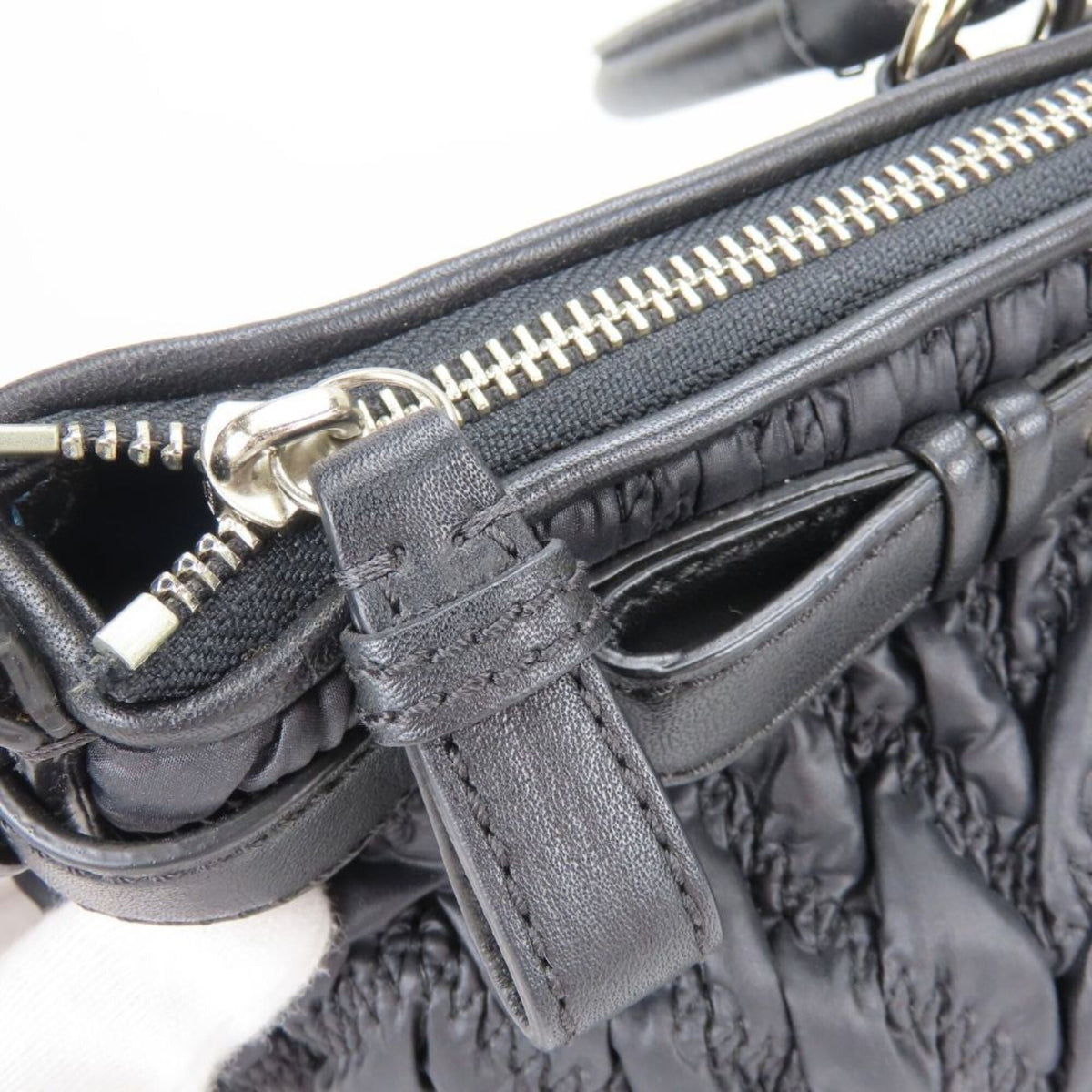 Coach Black Nylon Leather Handbag (Pre-Owned)