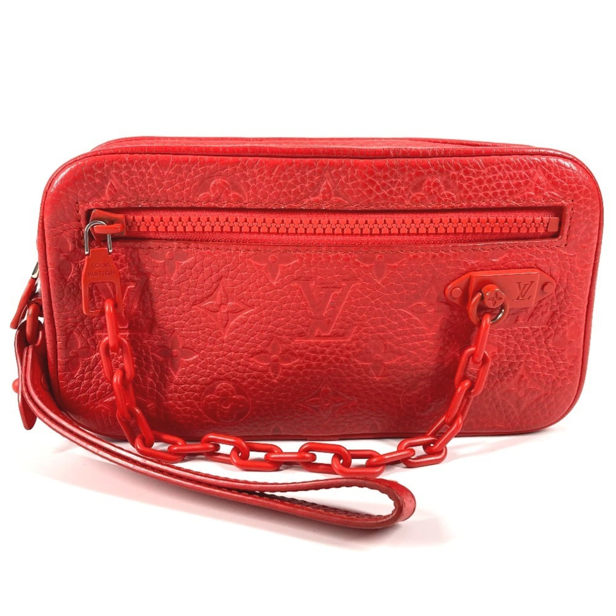 Louis Vuitton Red Color Monogram Empreinte Leather Clutch Bag (Pre-Owned)