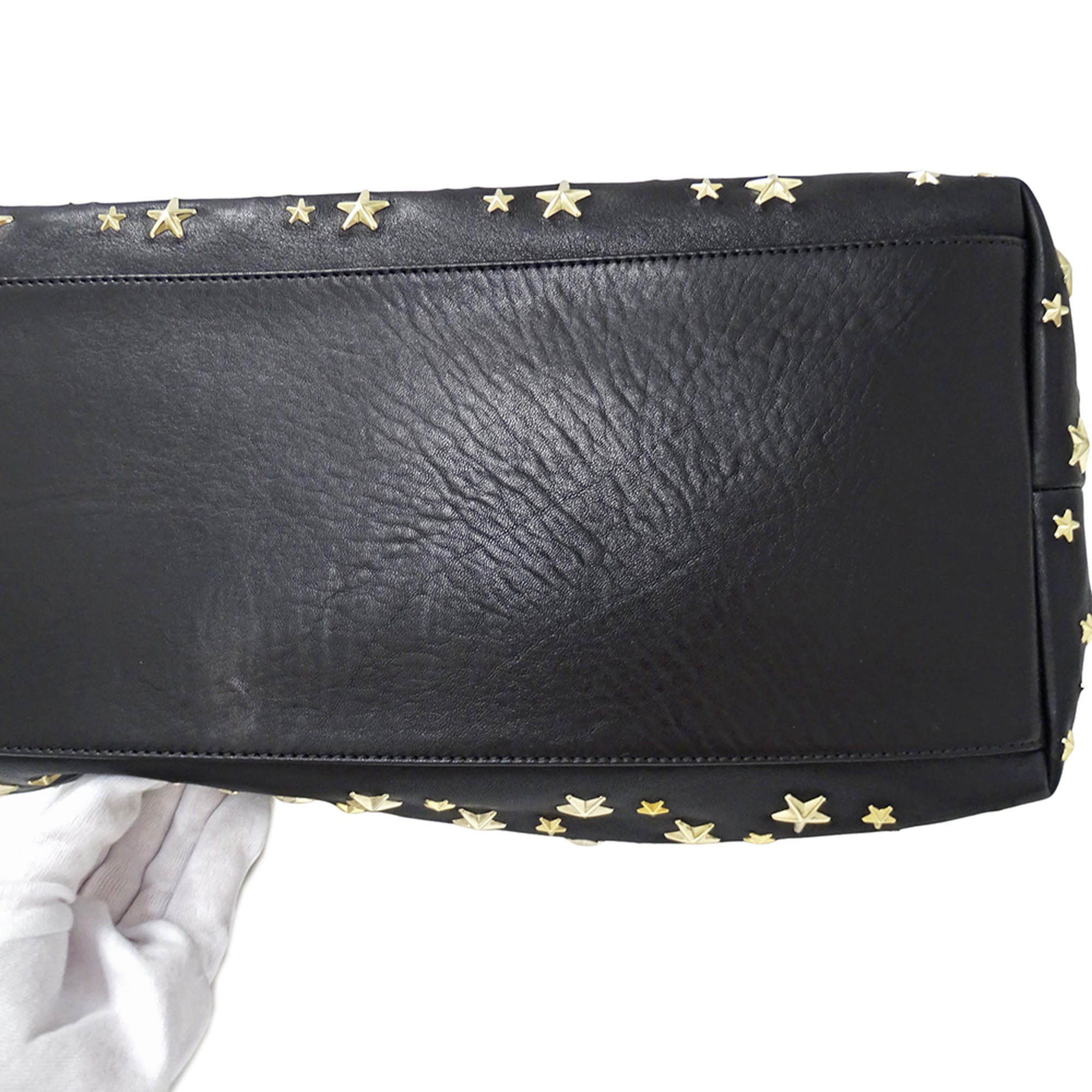Jimmy Choo Black Leather Handbag Tote Bag (Pre-Owned)
