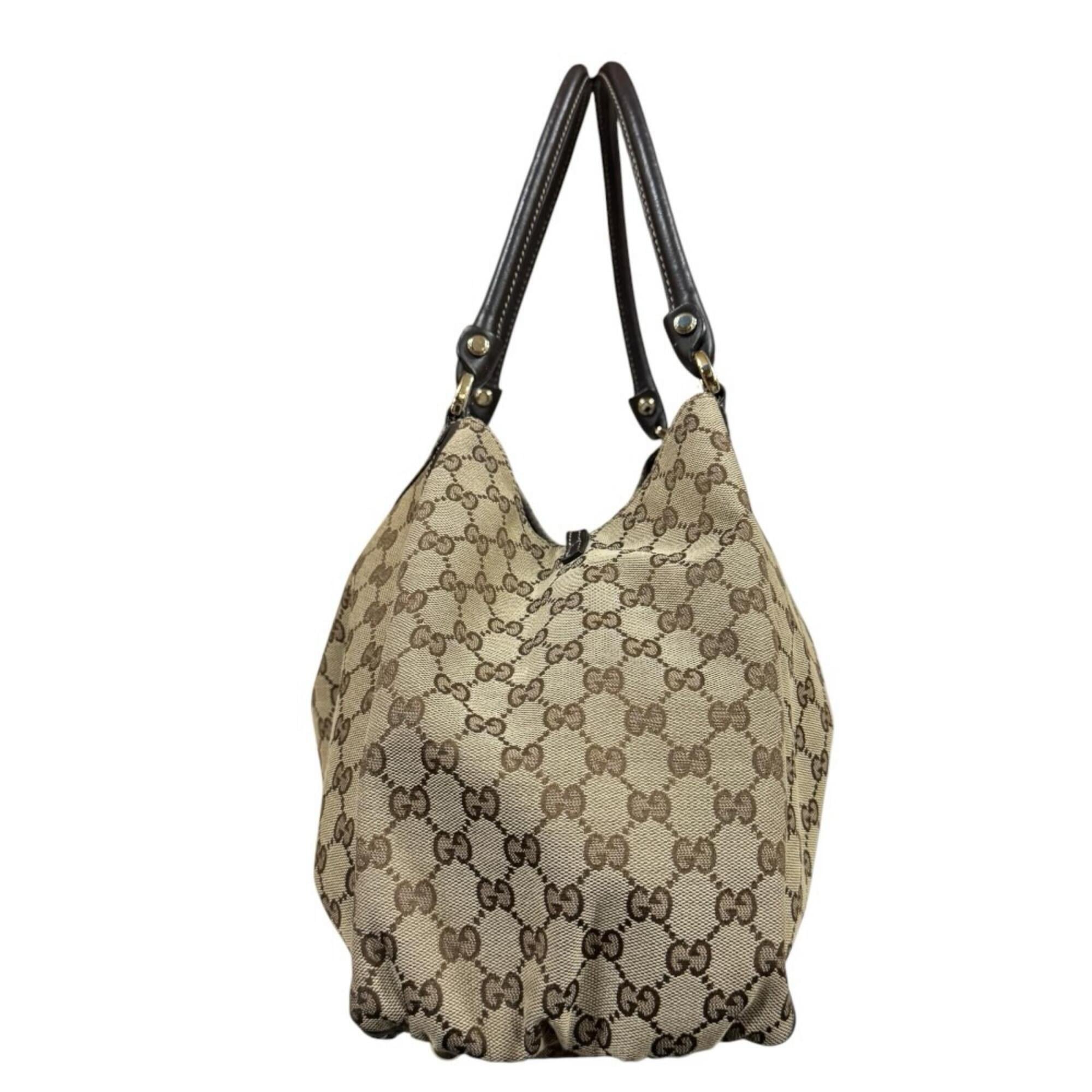 Gucci Abbey Brown Gg Canvas Tote Bag (Pre-Owned)