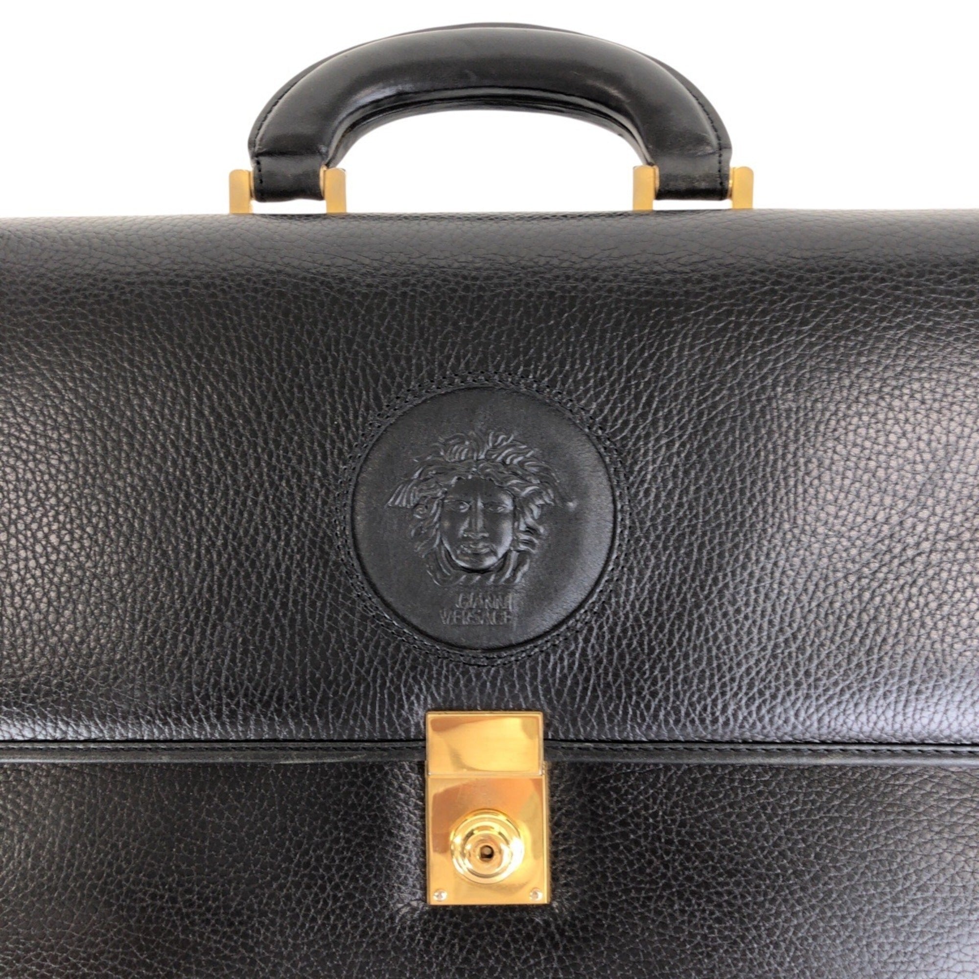 Versace Black Leather Briefcase (Pre-Owned)