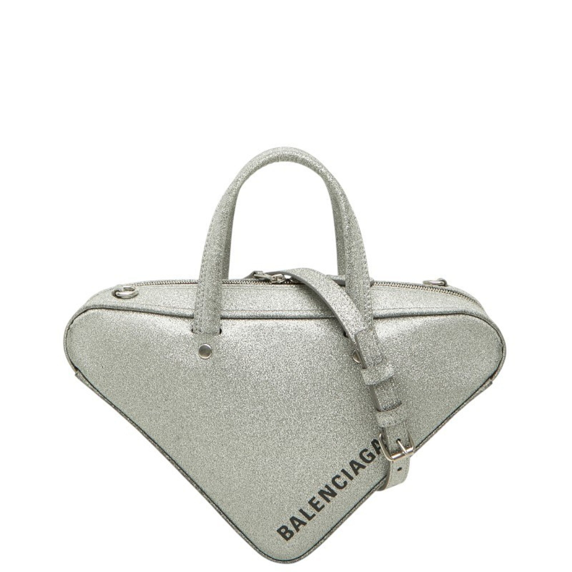 Balenciaga Silver Leather Handbag Shoulder Bag (Pre-Owned)