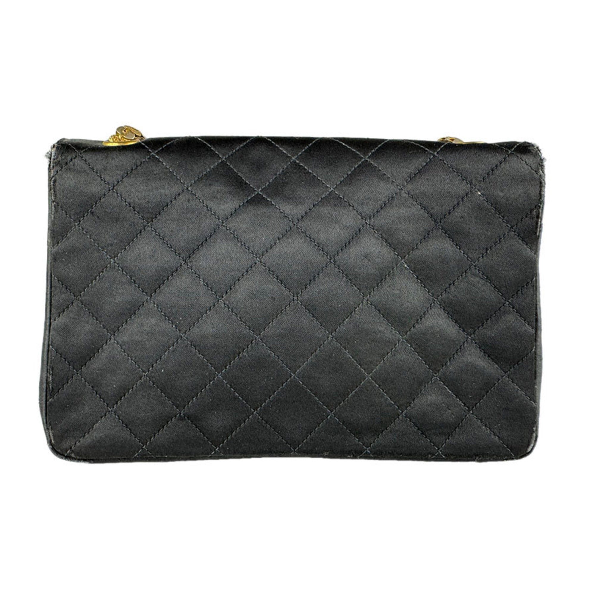 Chanel Black Satin Shoulder Bag (Pre-Owned)