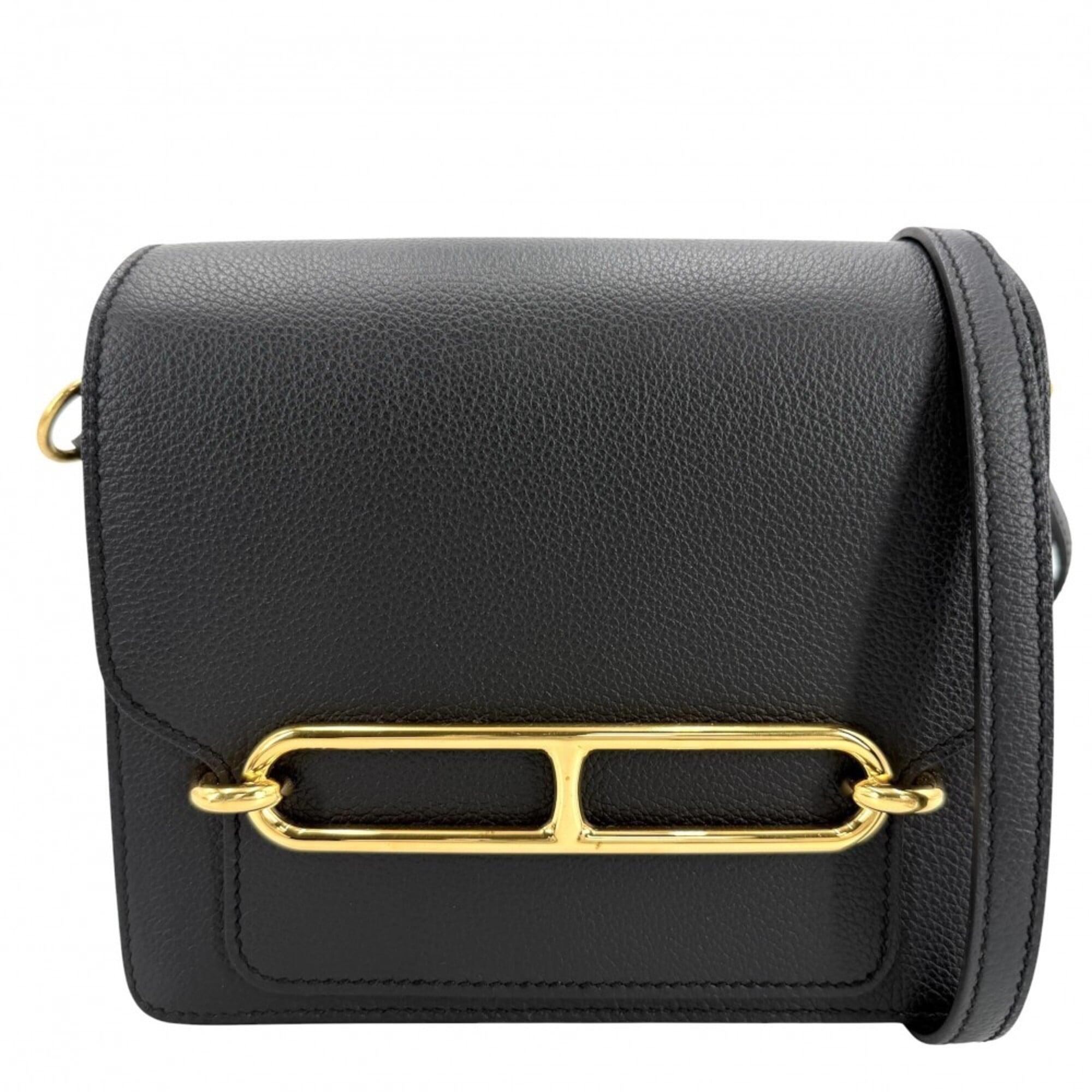 Hermes Black Leather Shoulder Bag (Pre-Owned)