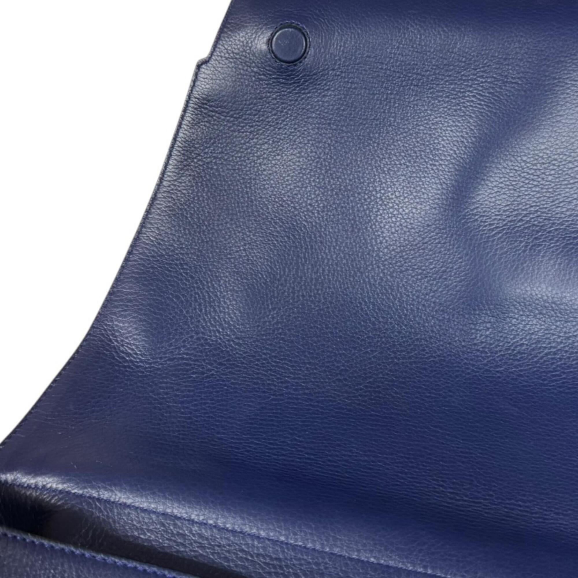 Loewe Anton Navy Leather Messenger Bag Shoulder Bag (Pre-Owned)