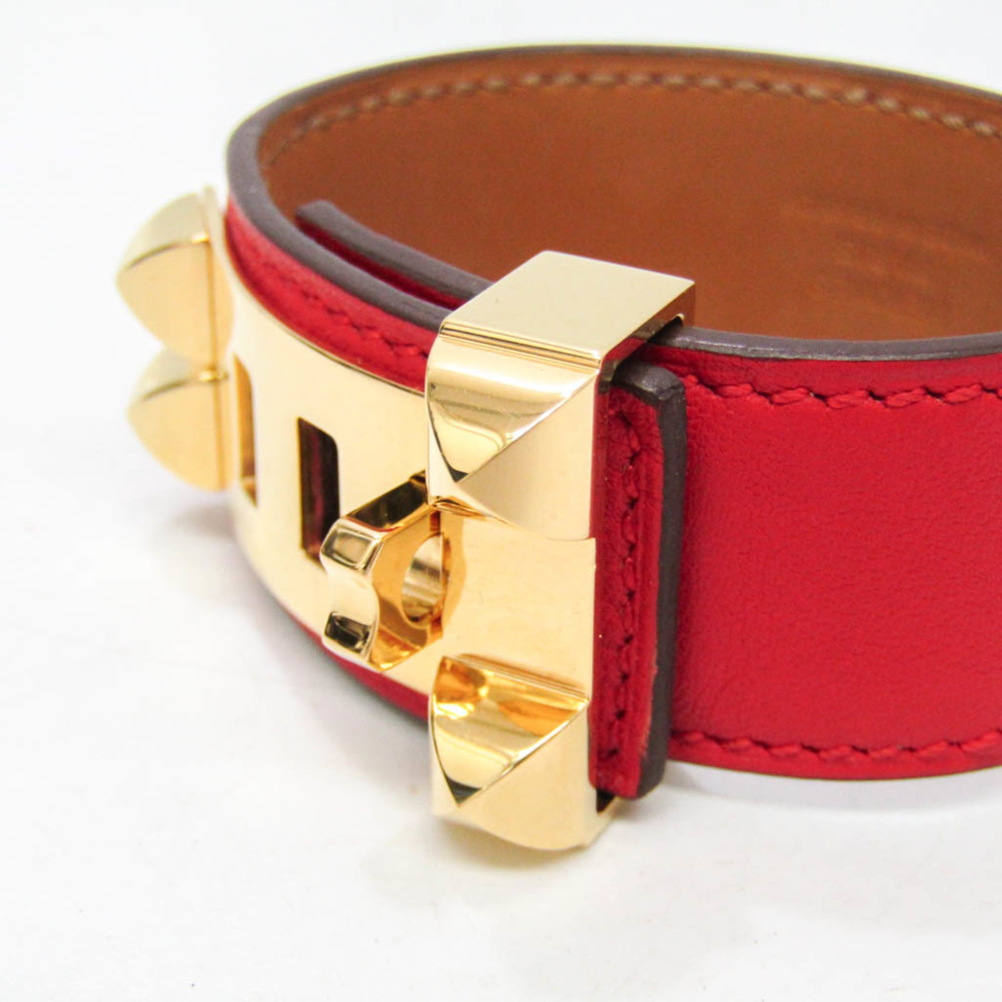 Hermes Collier De Chien 24 Bracelet Leather Red Leather Bracelet Jewelry (Pre-Owned)