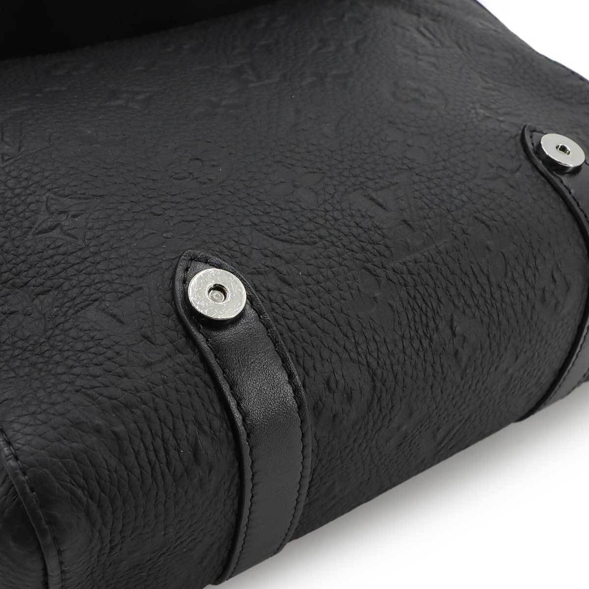 Louis Vuitton Black Leather Handbag Messenger Bag Shoulder Bag (Pre-Owned)