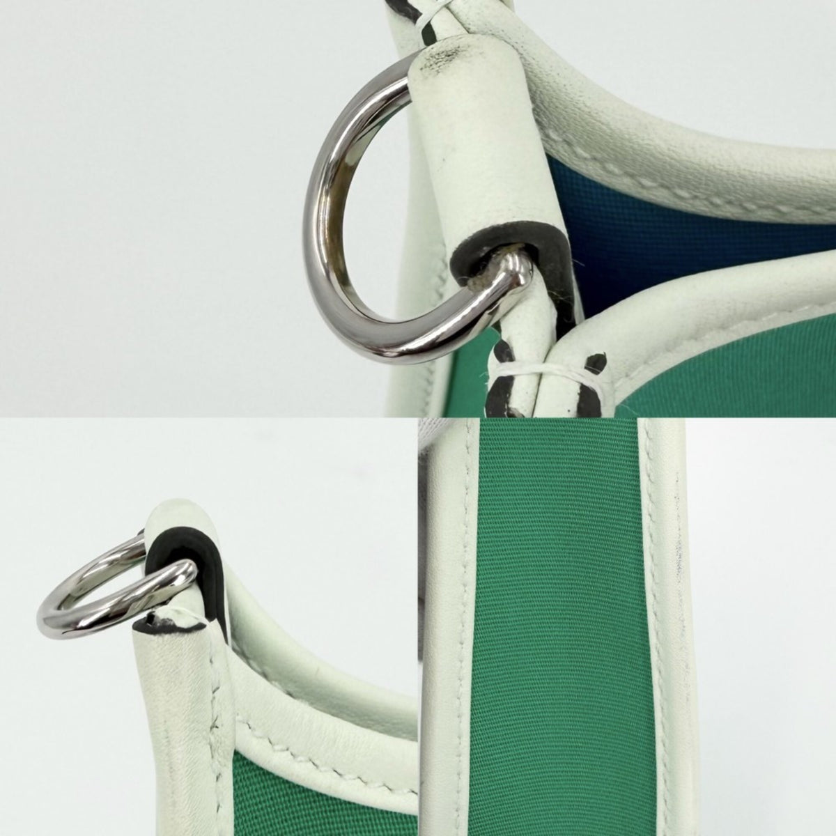 Hermes Green Mint Green Canvas Leather Shoulder Bag (Pre-Owned)