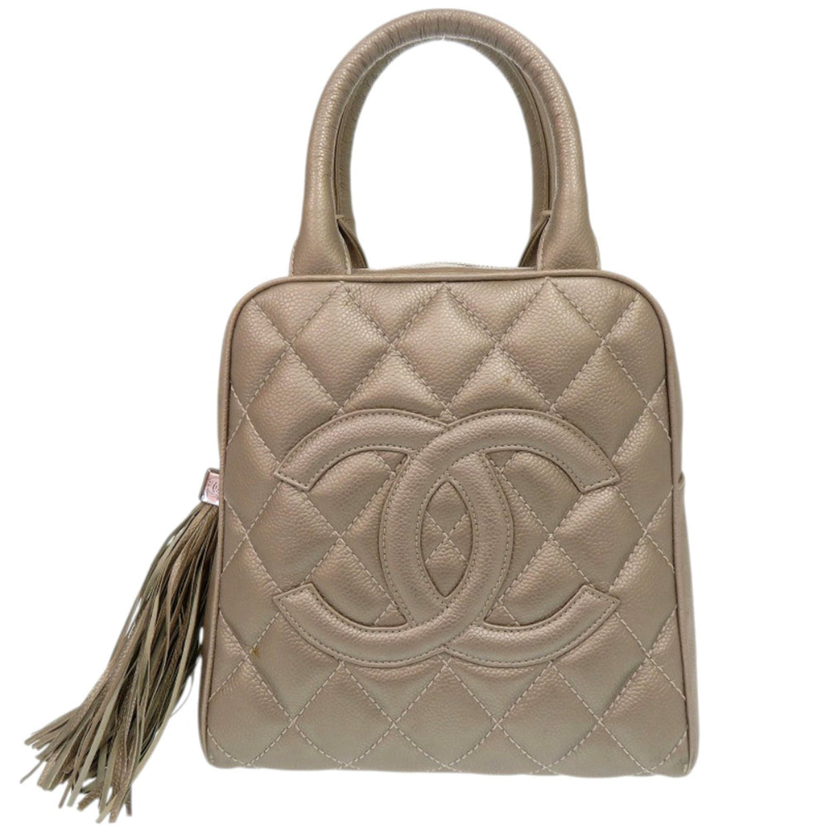 Chanel Champagne Grained Calfskin Handbag (Pre-Owned)