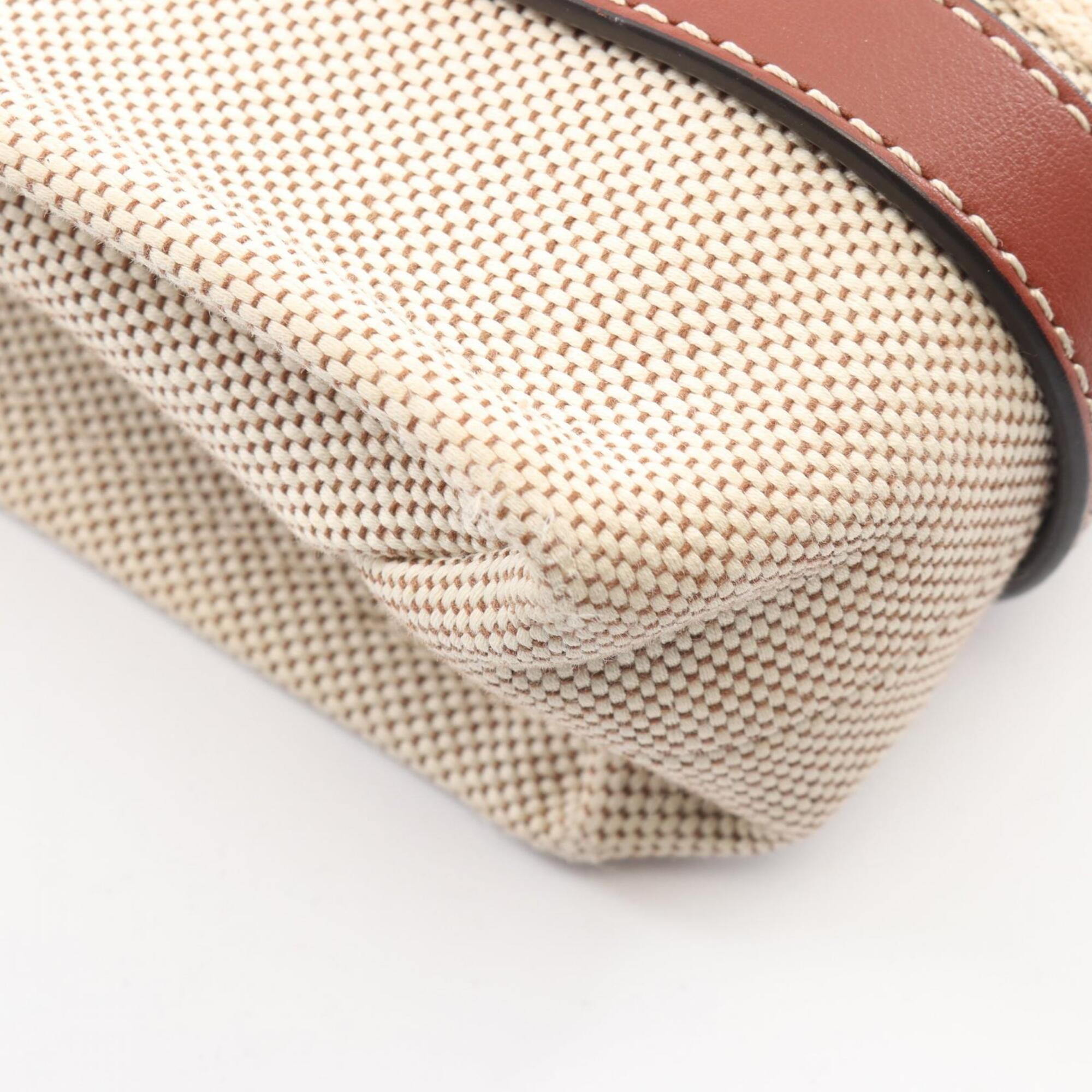 Chloé Beige Brown Canvas Leather Handbag (Pre-Owned)