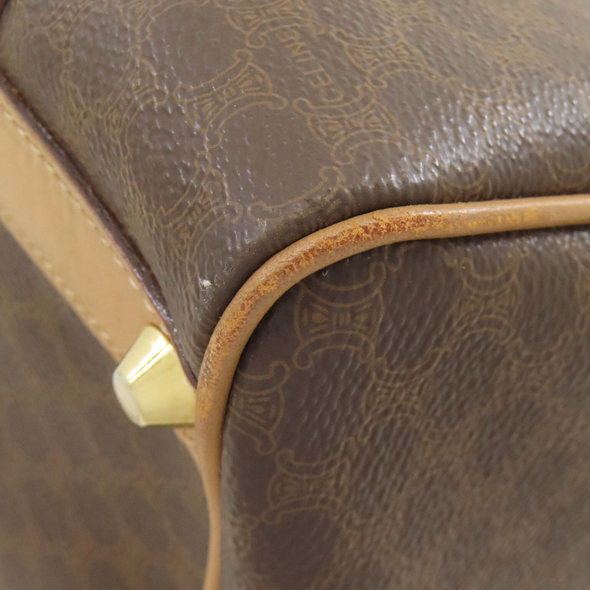 Celine Brown Pvc Leather Boston Bag Handbag (Pre-Owned)