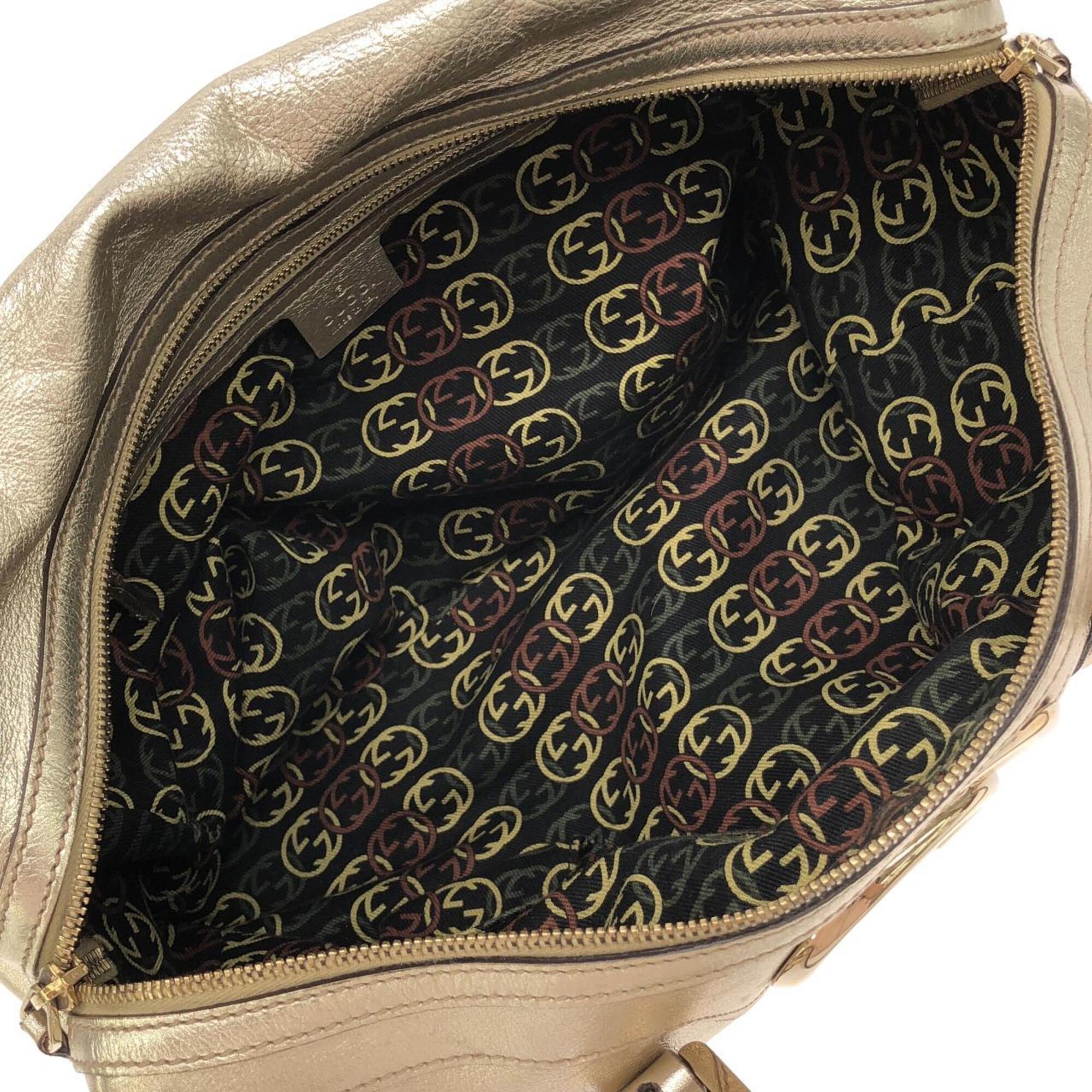 Gucci Metallic Gold Leather Boston Bag (Pre-Owned)