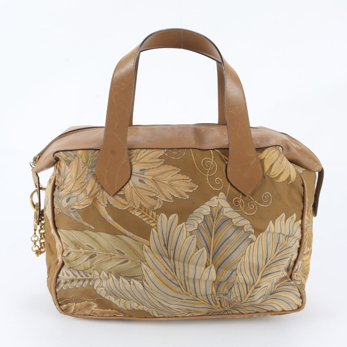 Salvatore Ferragamo Brown Leather Nylon Handbag Tote Bag (Pre-Owned)