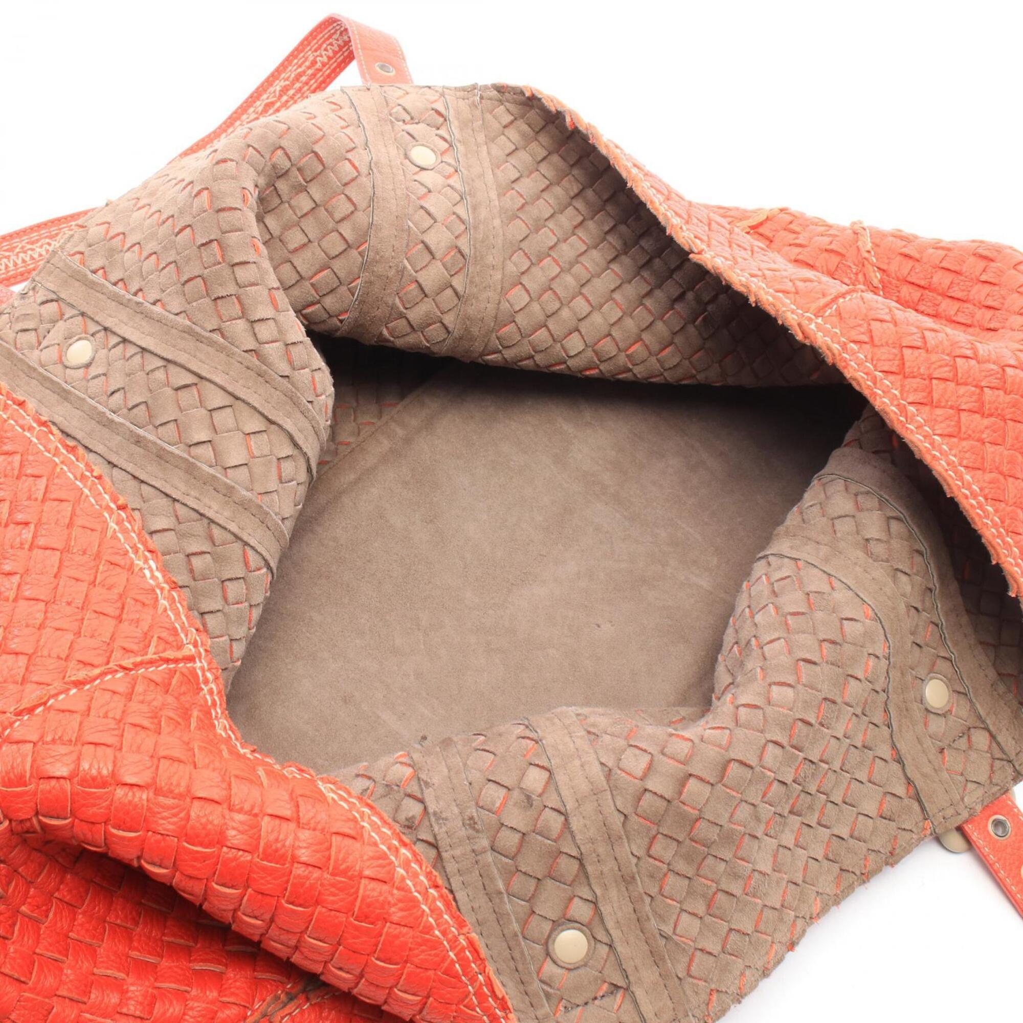 Bottega Veneta Orange Intrecciato Handbag Tote Bag (Pre-Owned)
